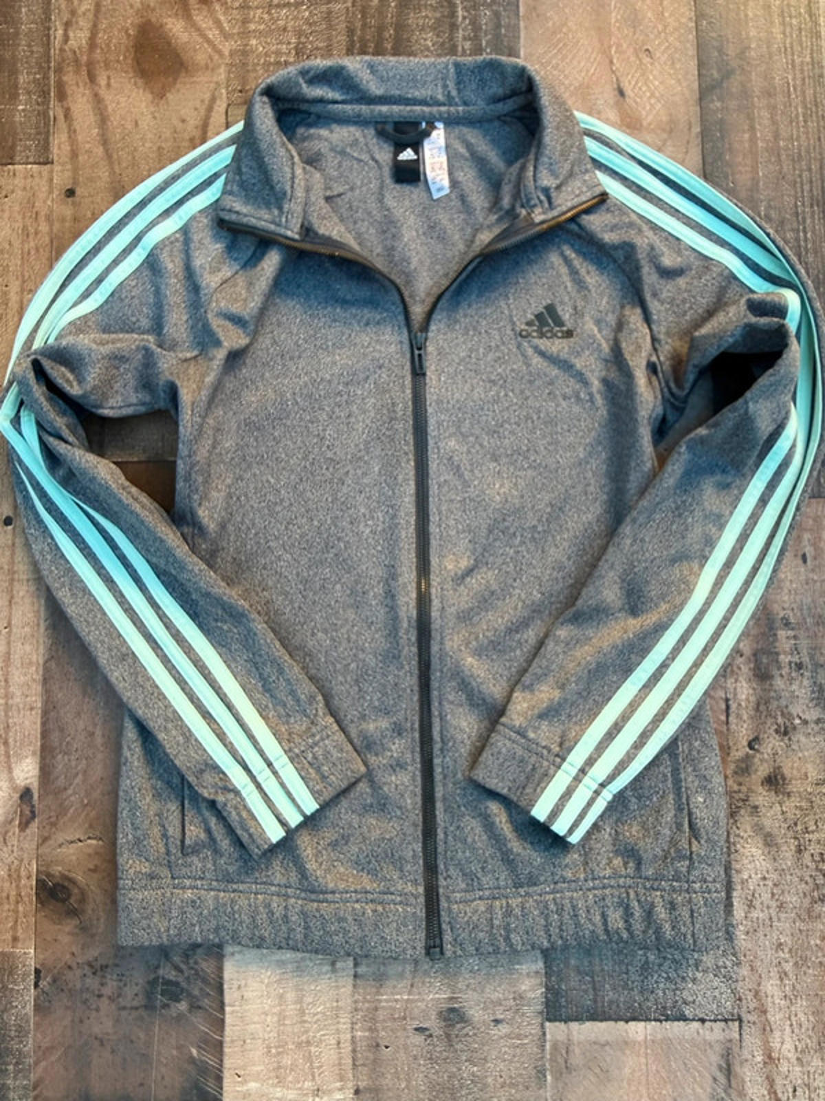 Adidas Gray Aqua Stripe Women’s Track Jacket Size M
