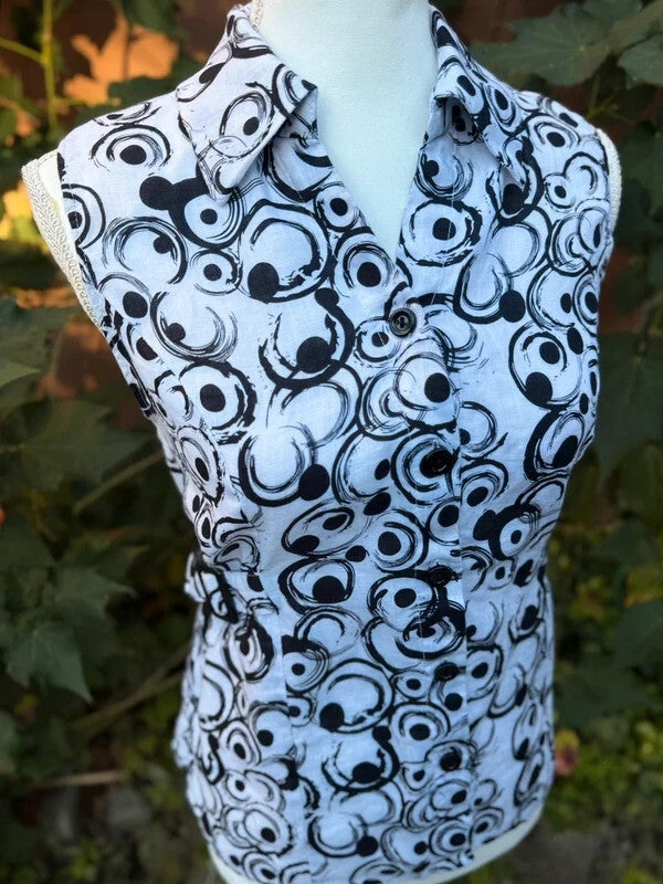 Carol Little white and black swirl print linen top, women's size M, photo 3