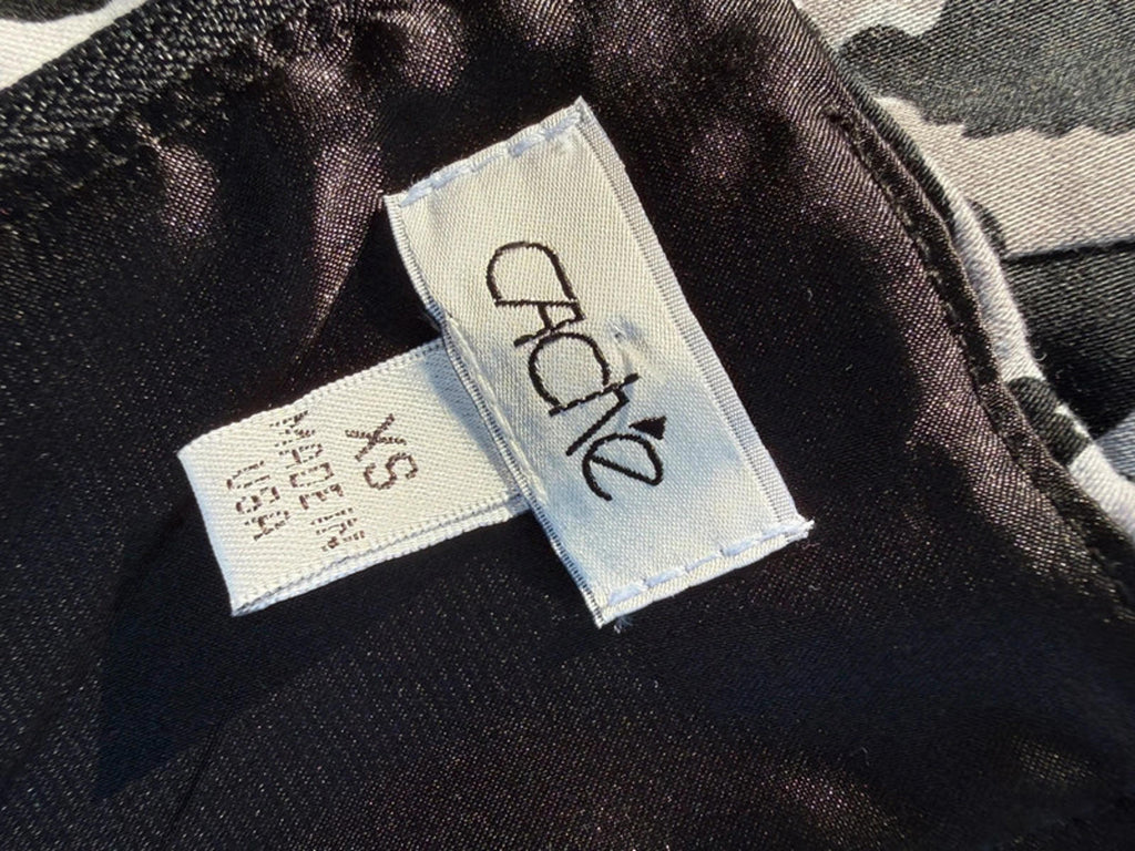 Cache Black White Leopard Print Halter Top Size XS