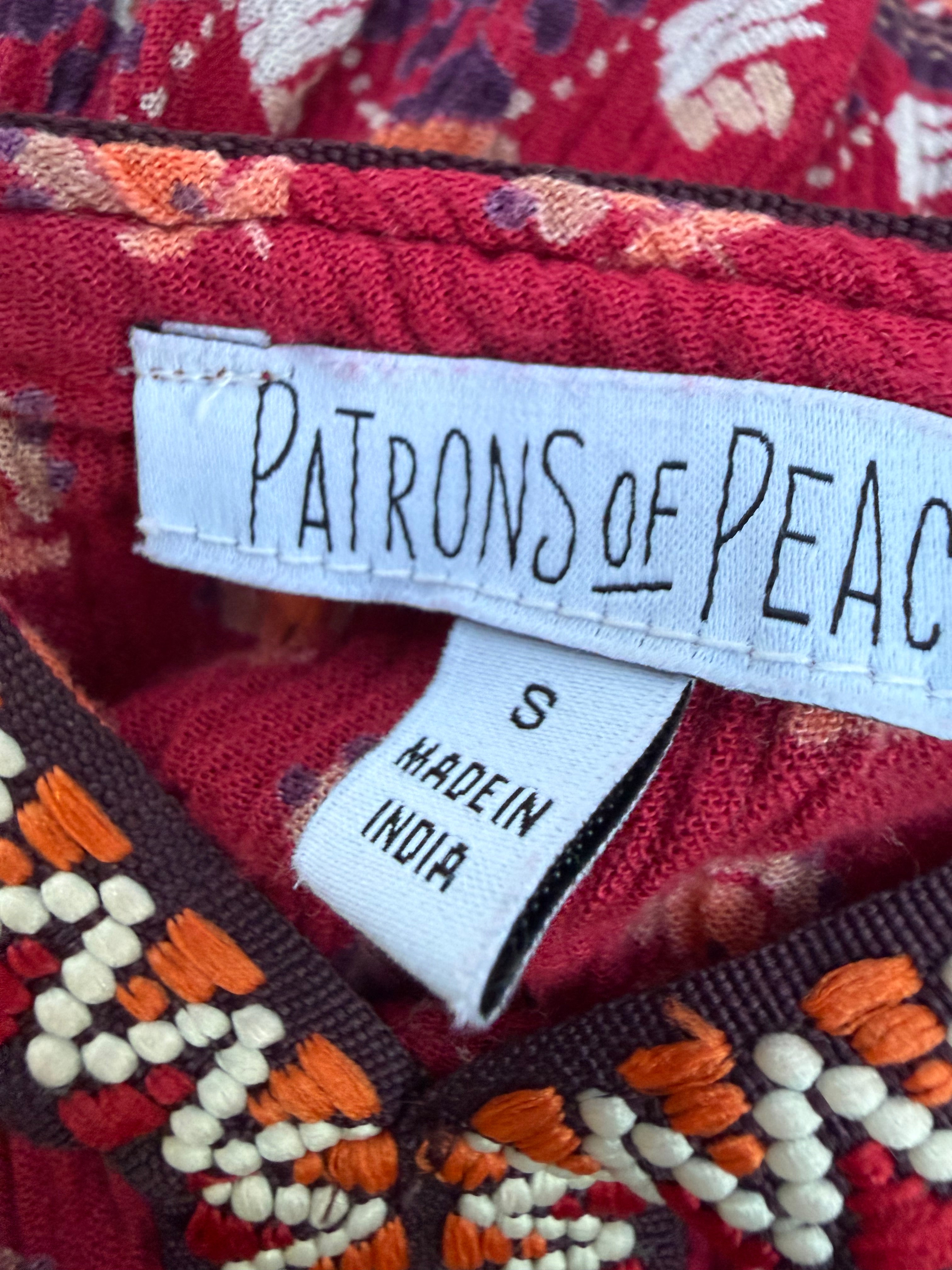 Patrons Of Peace Maroon Floral Flowy Top Size S
