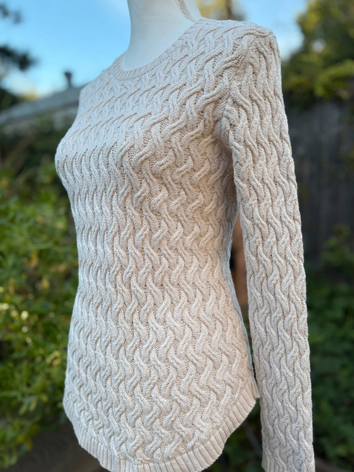 Jeanne Pierre Cream Color Knit Sweater Size L