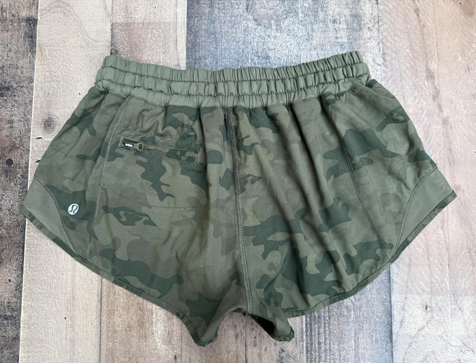 Lululemon Hottie Hot Camo Camouflage Army Green Athletic Shorts Size 6