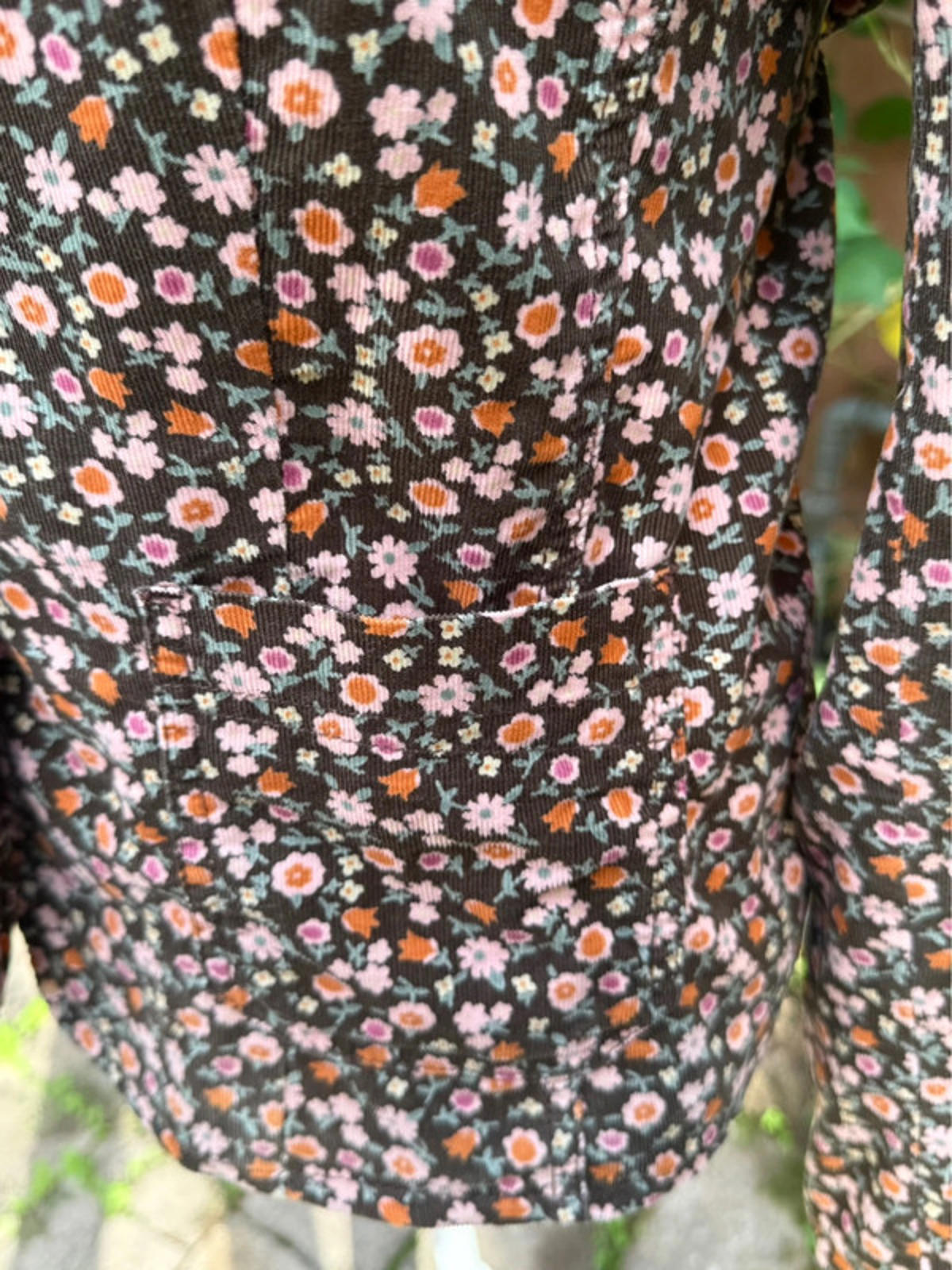 Wassio Floral Light Weight Brown Cordoroy Jacket Women’s Size XL