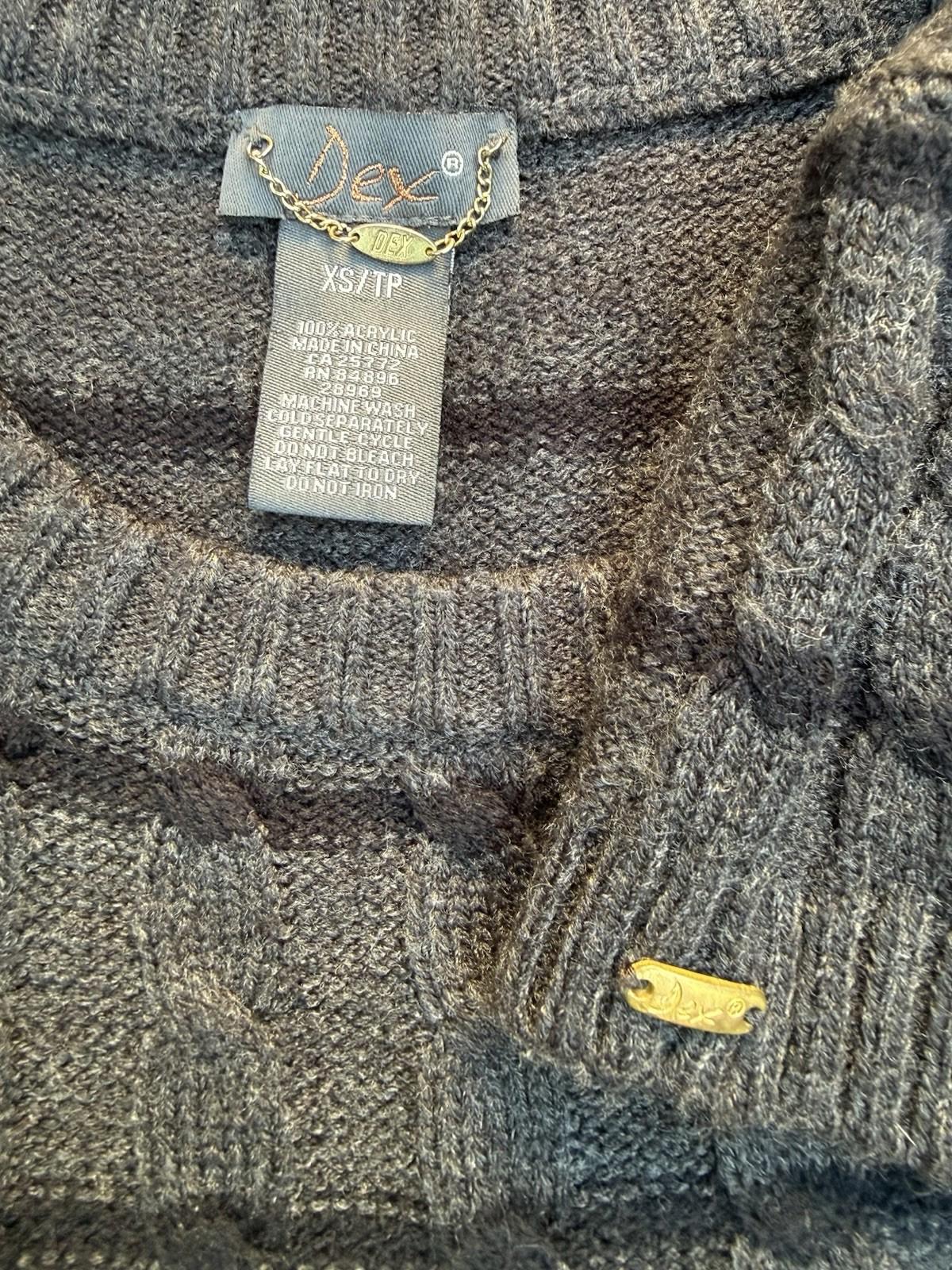 DEX Gray & Black Stripe Short Sleeved Midi Sweater Dress Size S