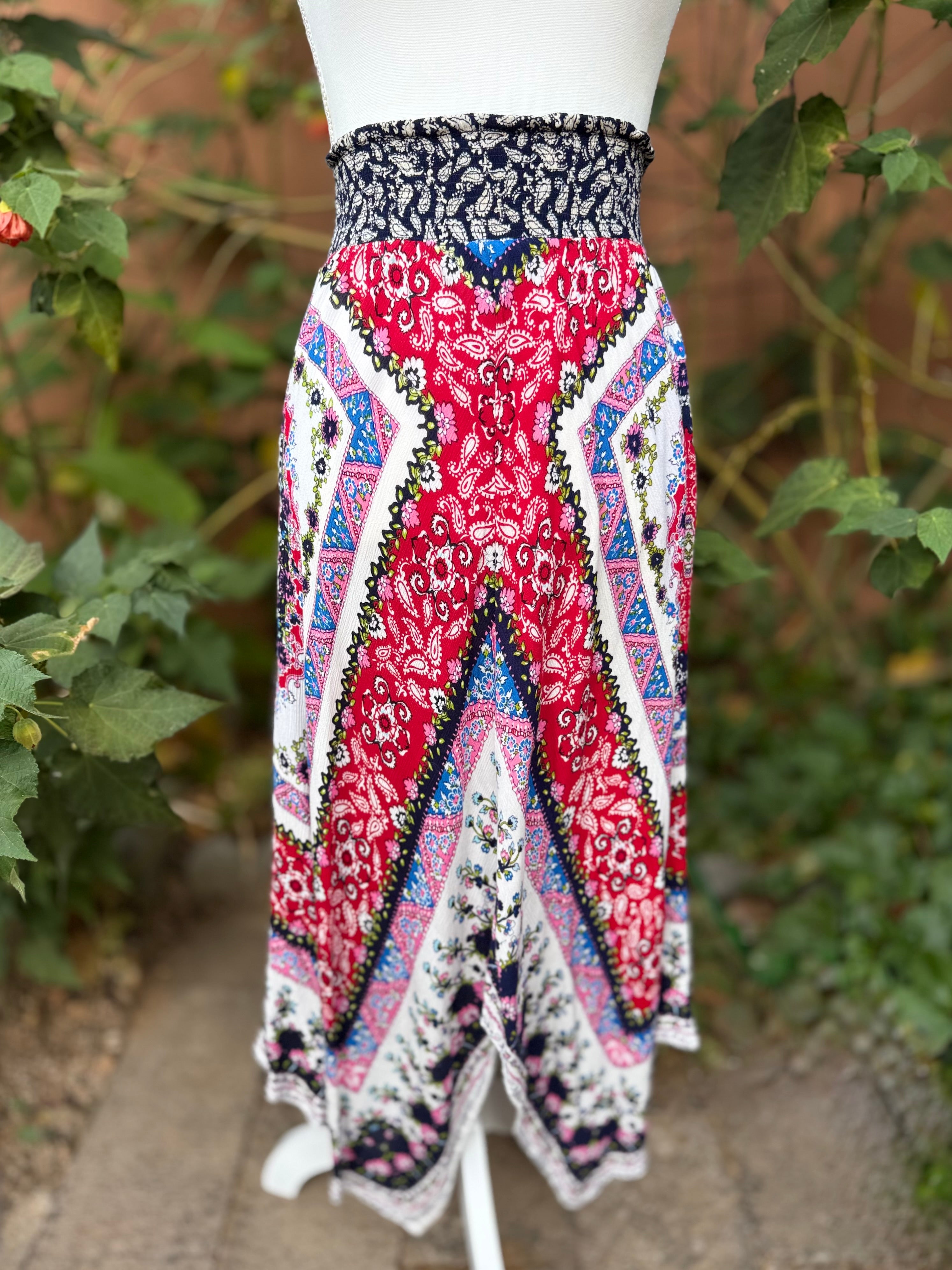 Westport Paisley Floral Paisley Handkerchief Skirt Size M