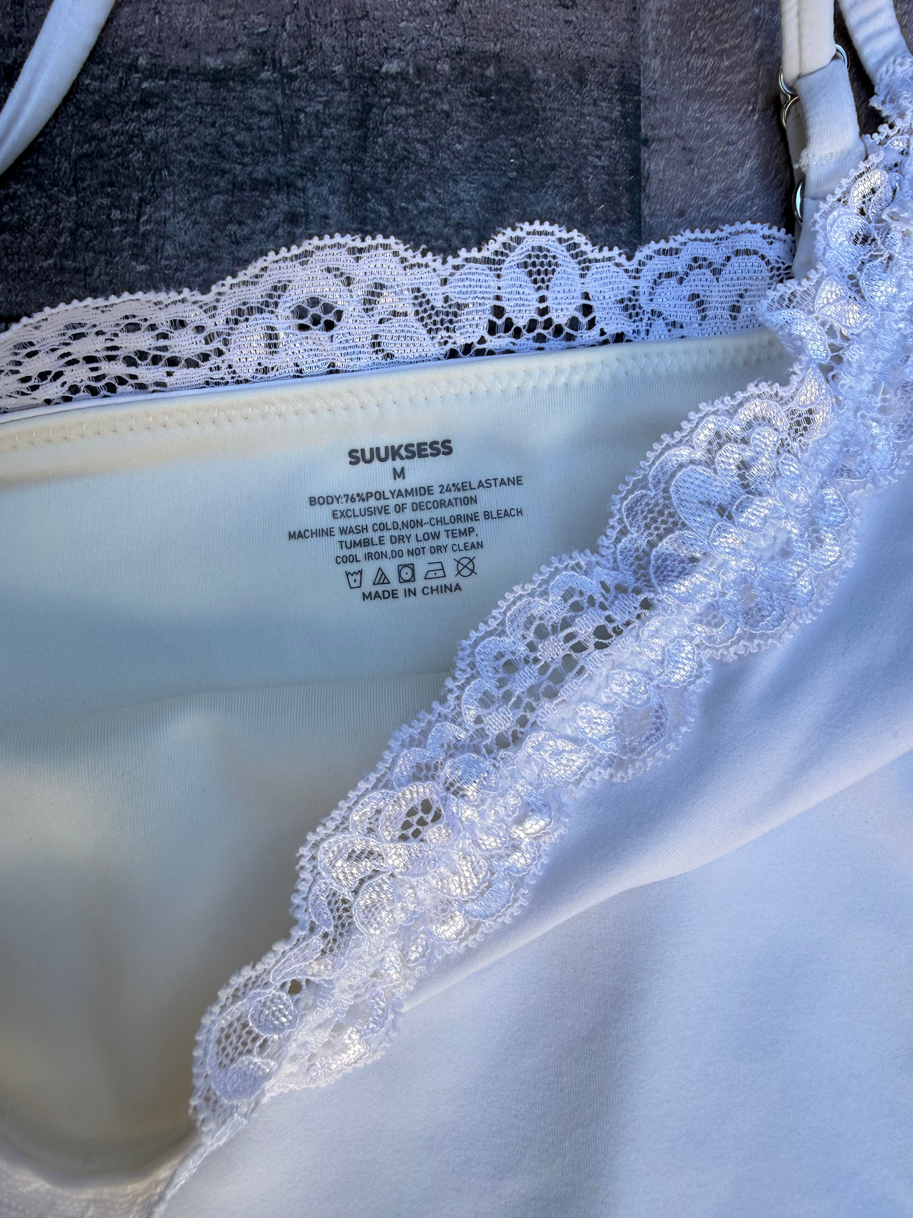 Suuksess 1 Piece White Lace Body Suit Size M