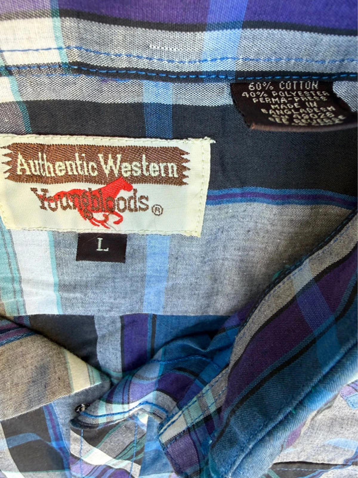 Authentic Western Youngbloods Plaid Button Up Check Men’s Top Size L