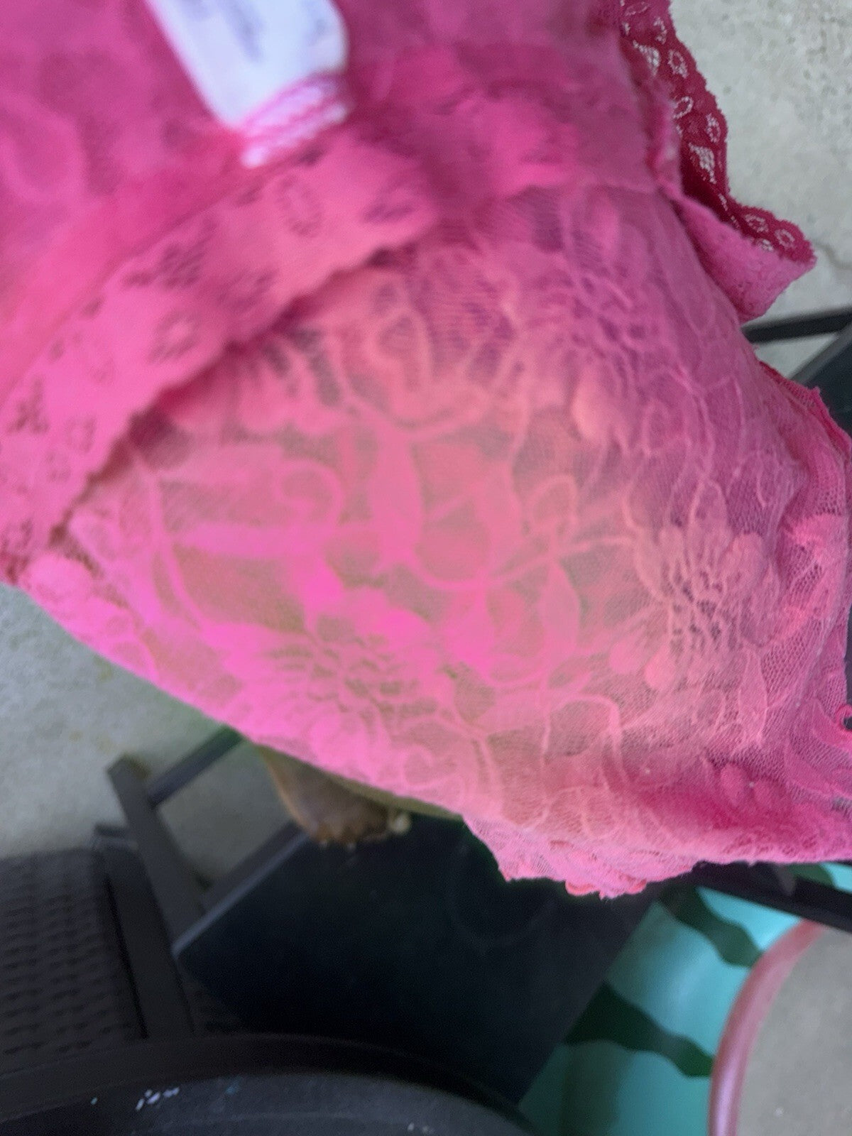 Maidenform hot pink floral lace cami, women's size L, photo 2
