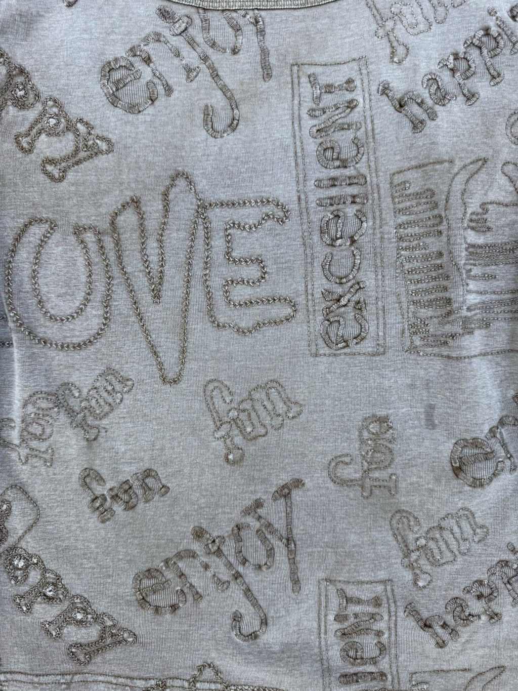 Chico's tan boho embroidered Fun Happy Love cotton tank top, women's L, photo 5