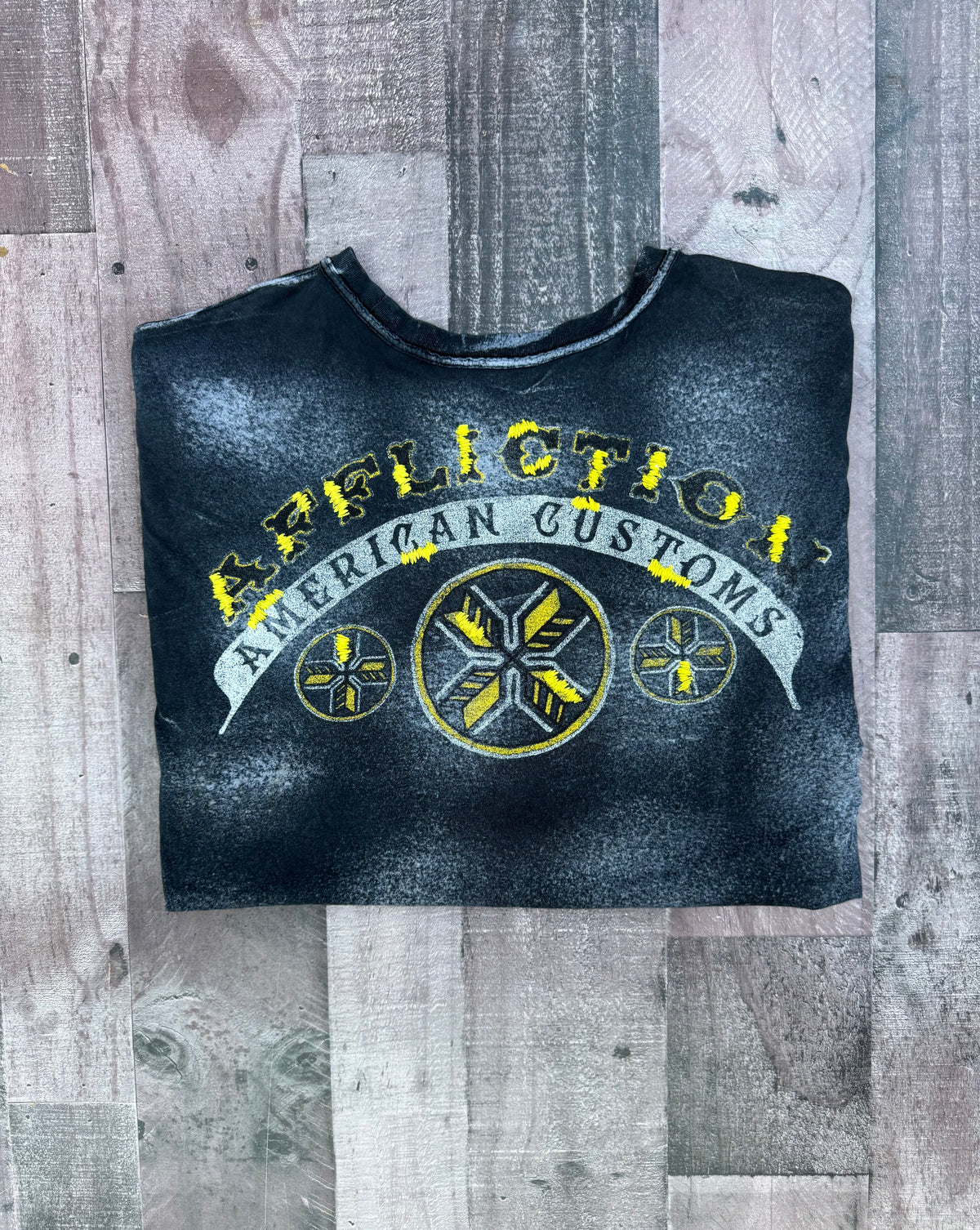 Affliction Vintage Y2K Grunge Distressed Embroidered Motorcycles T shirt 2XL