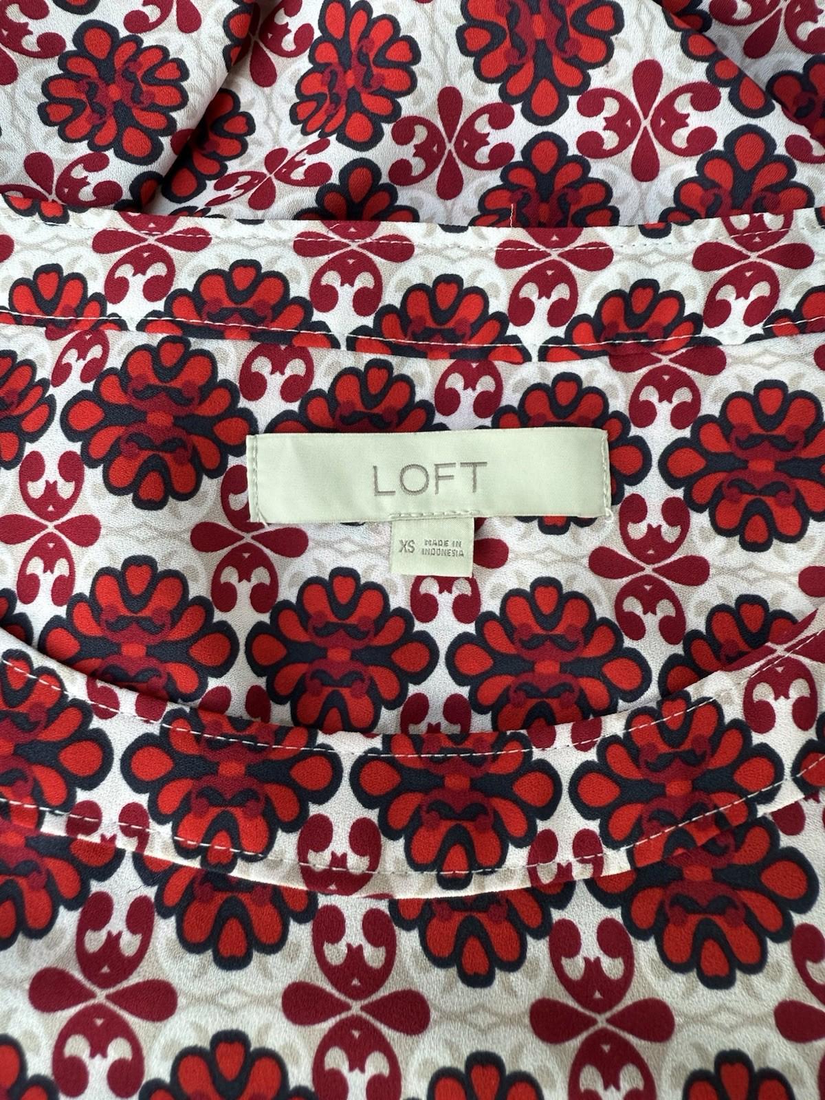 The Loft Size Red White Floral Design Women’s Blouse XS