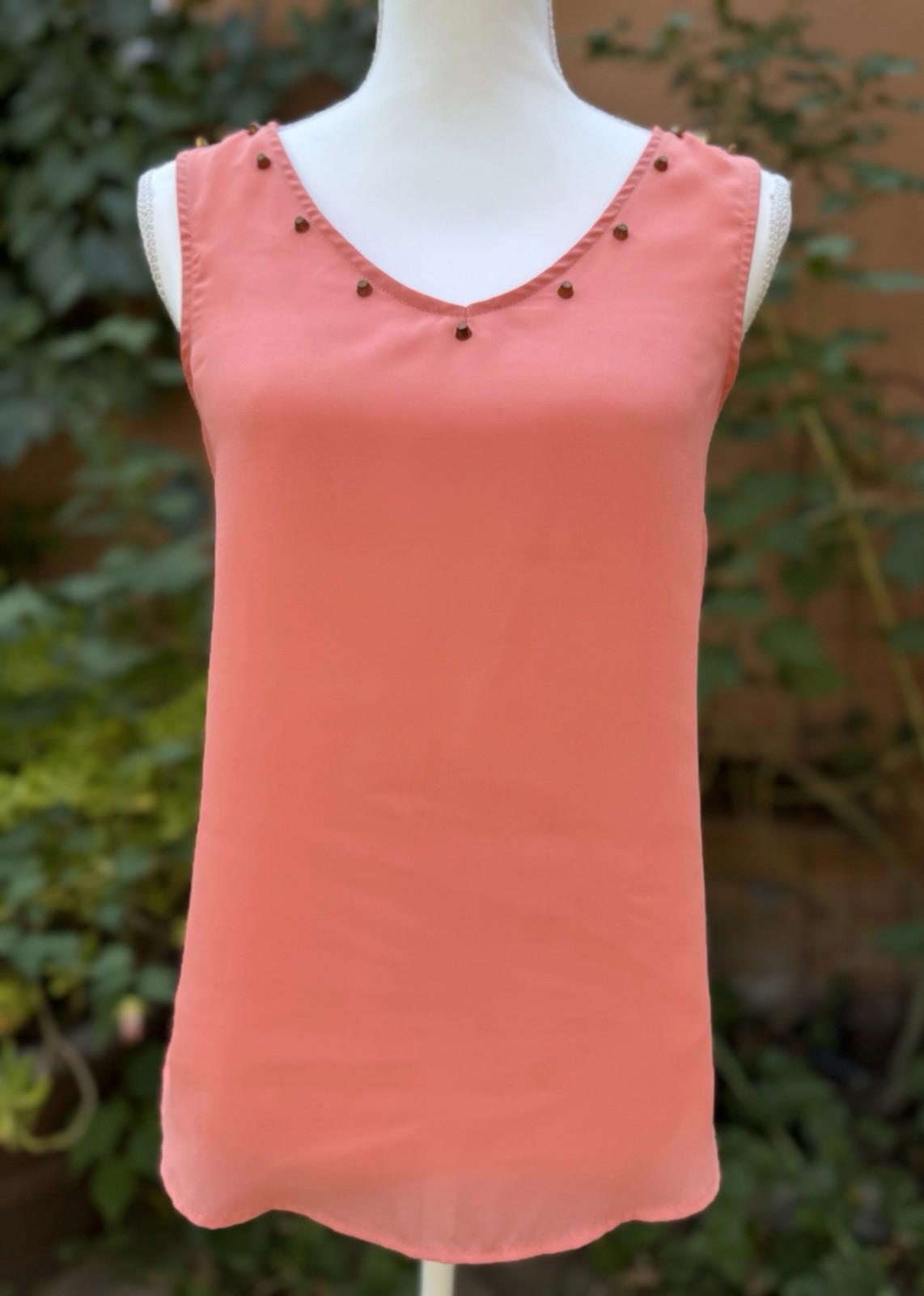 Charlotte Russe Sleeveless Coral Shirt Blouse Size S