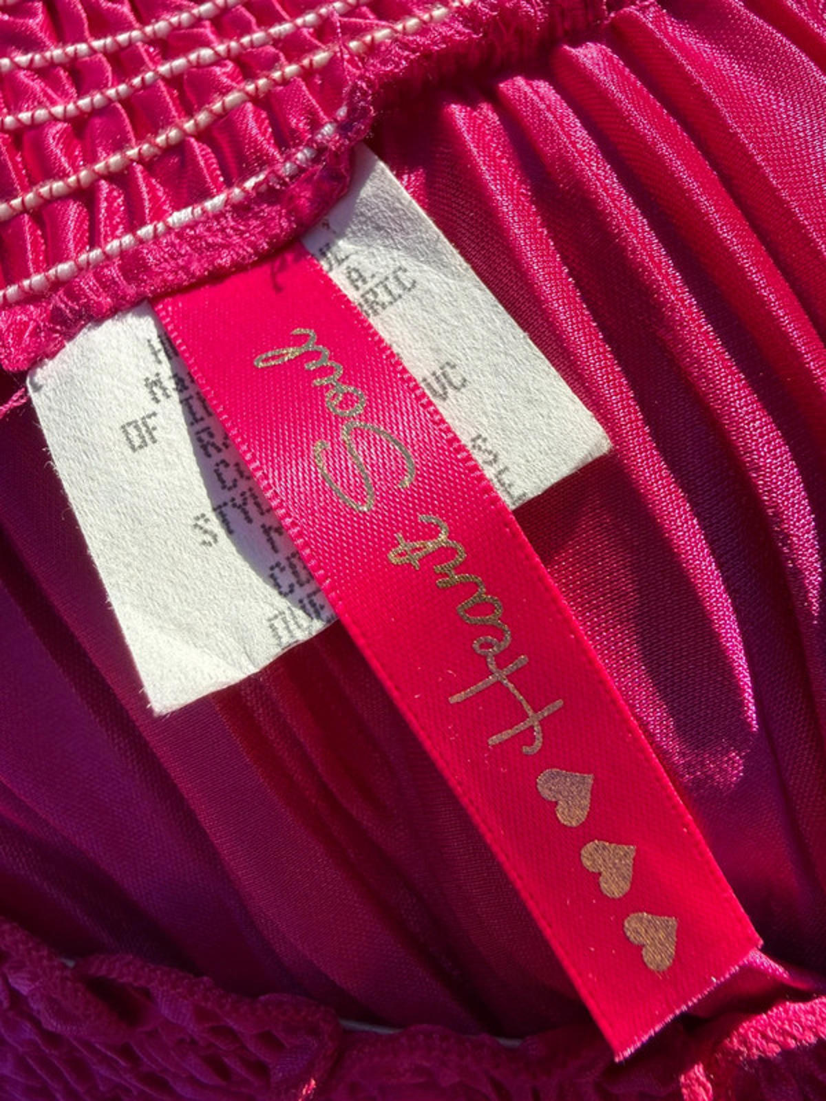 Heart Soul Vintage Hot Pink Smocked  Peasant Style Top Size M