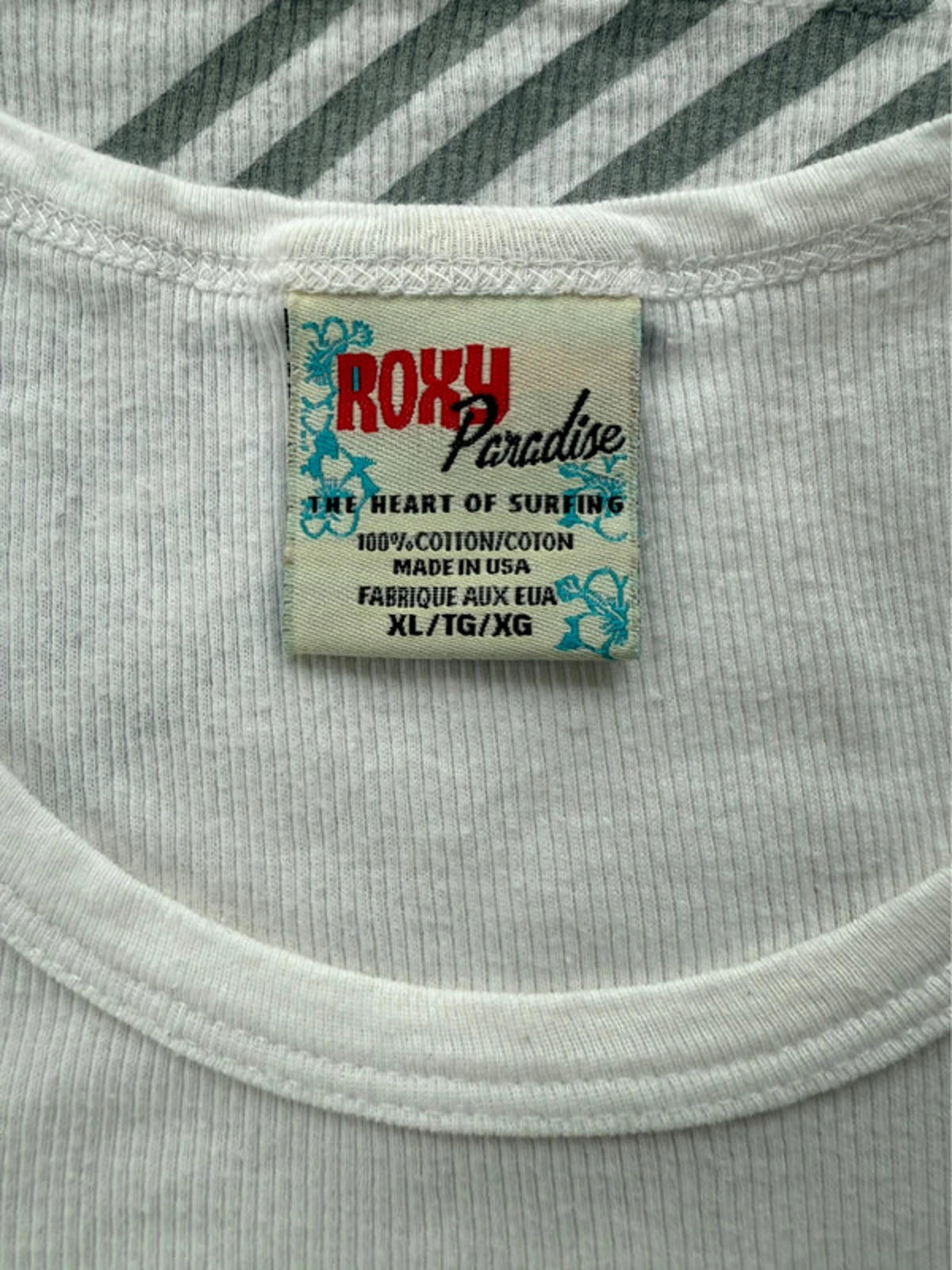 Roxy Vintage White Ribbed Tank Top Size XL Womens