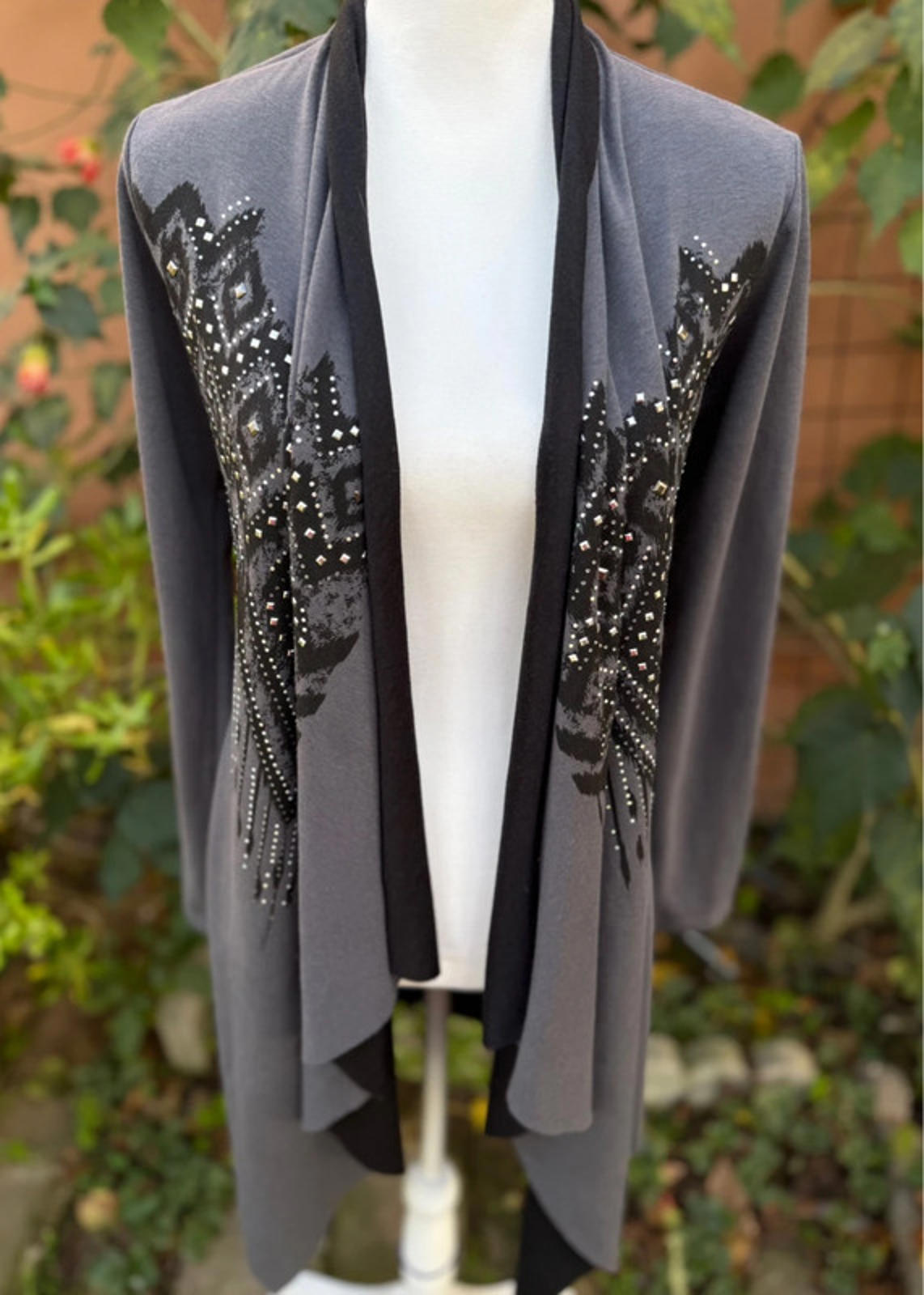 Vocal Gary & Black Bedazzled Cardigan Size M