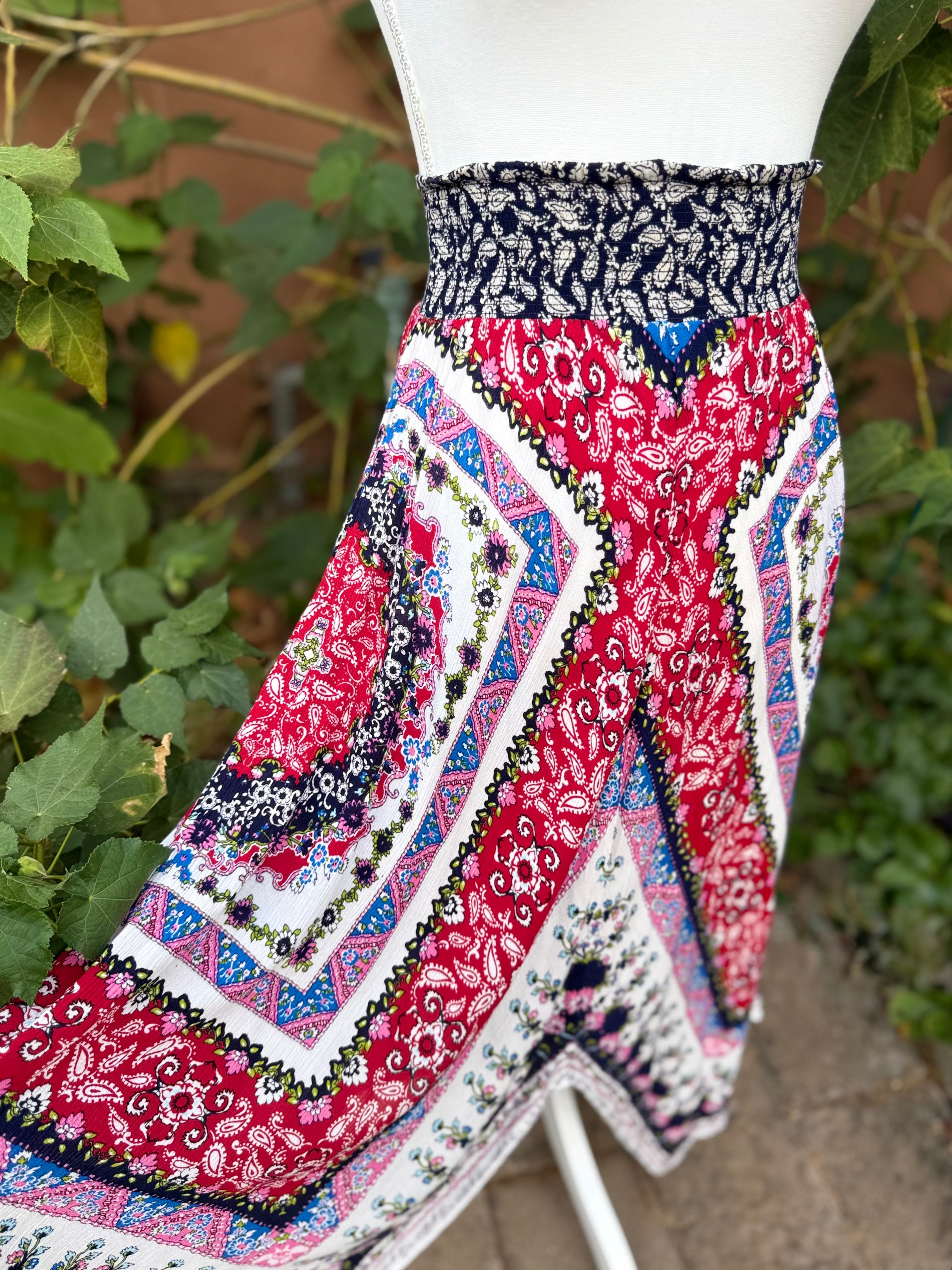 Westport Paisley Floral Paisley Handkerchief Skirt Size M