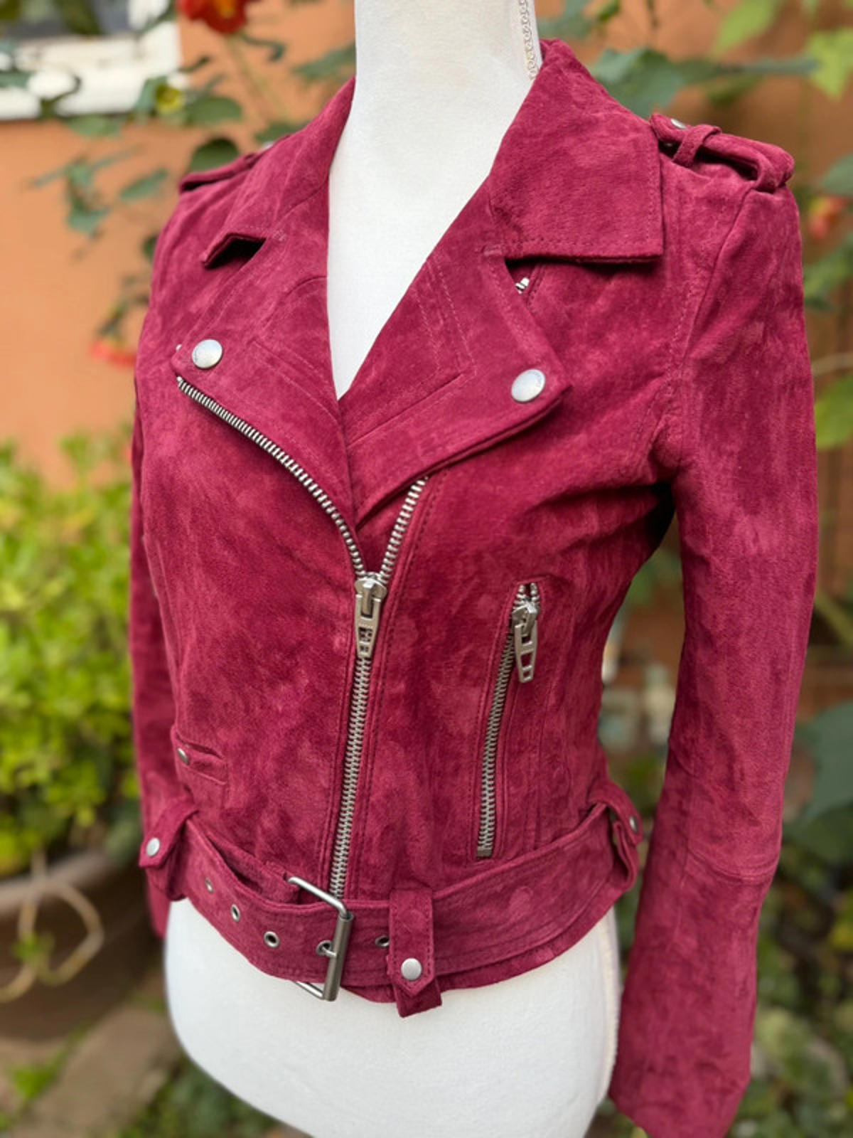Blank NYC Burgundy Leather Zip Up Jacket Women’s Size XS