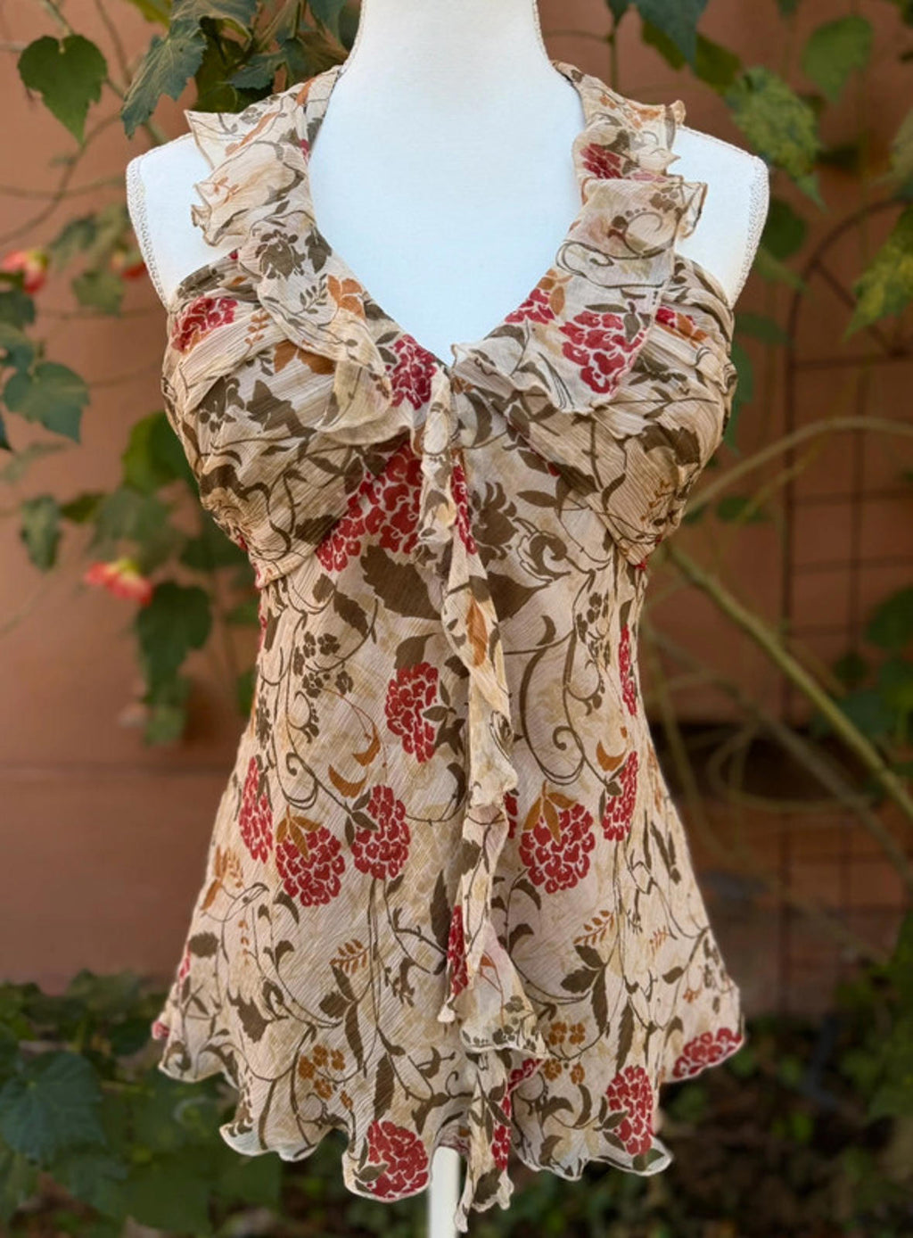 Spencer Jeremy Floral Halter Style Blouse Womens Size L