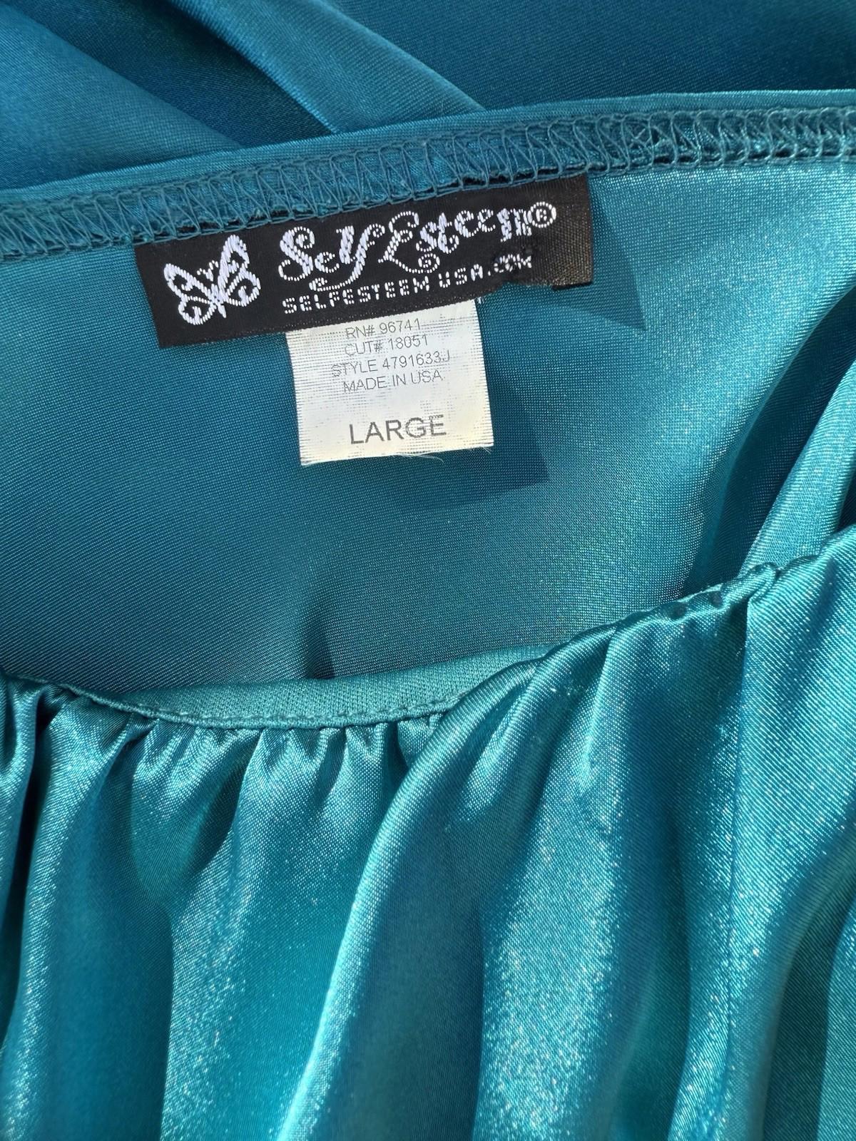 Self Esteem A Symmetrical Cocktail Hour Baby Doll Aqua Y2K Top Size L