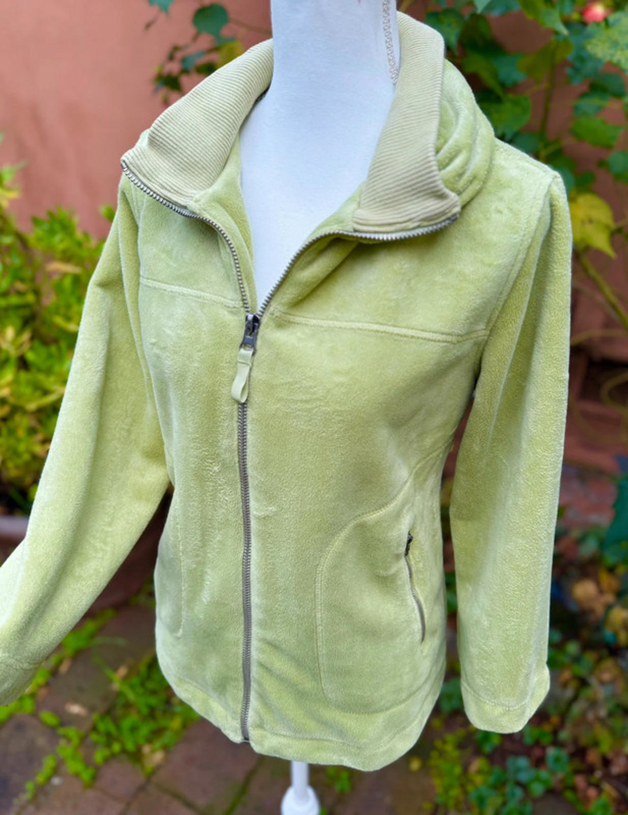 Sandra Darren Lime Green Warm Fleece Jacket Size L