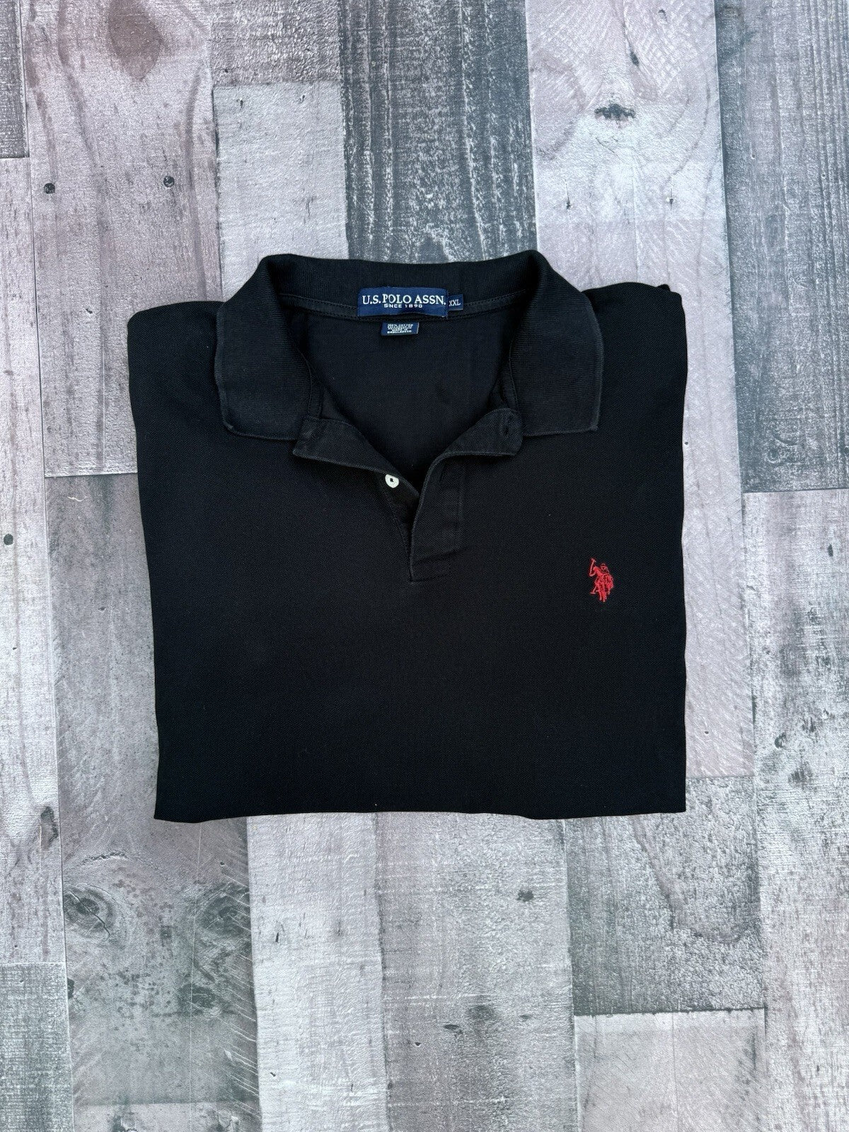 U.S. Polo Assn. men's black cotton collared polo shirt, size XXL