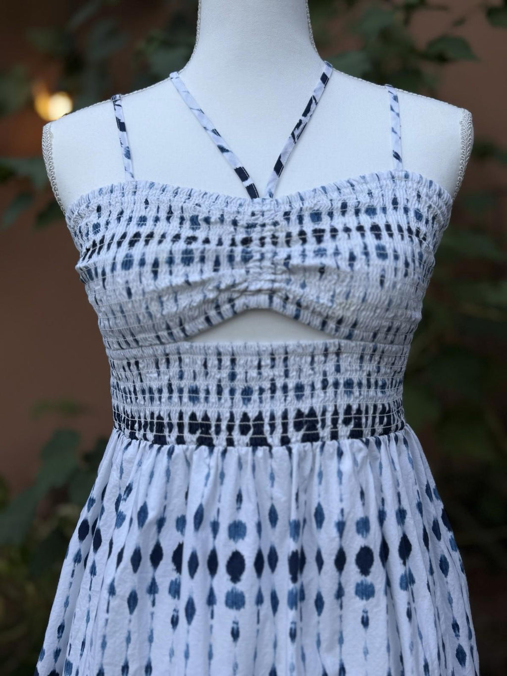 American Threads Blue & White Tie Dye Maxi Dress Size M