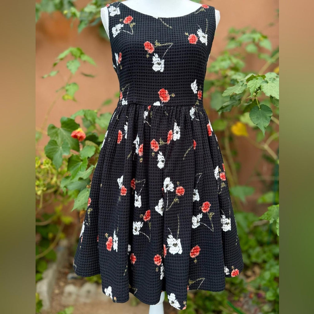 Kate Moss TopShop Black, Red, White Floral Dress Size S