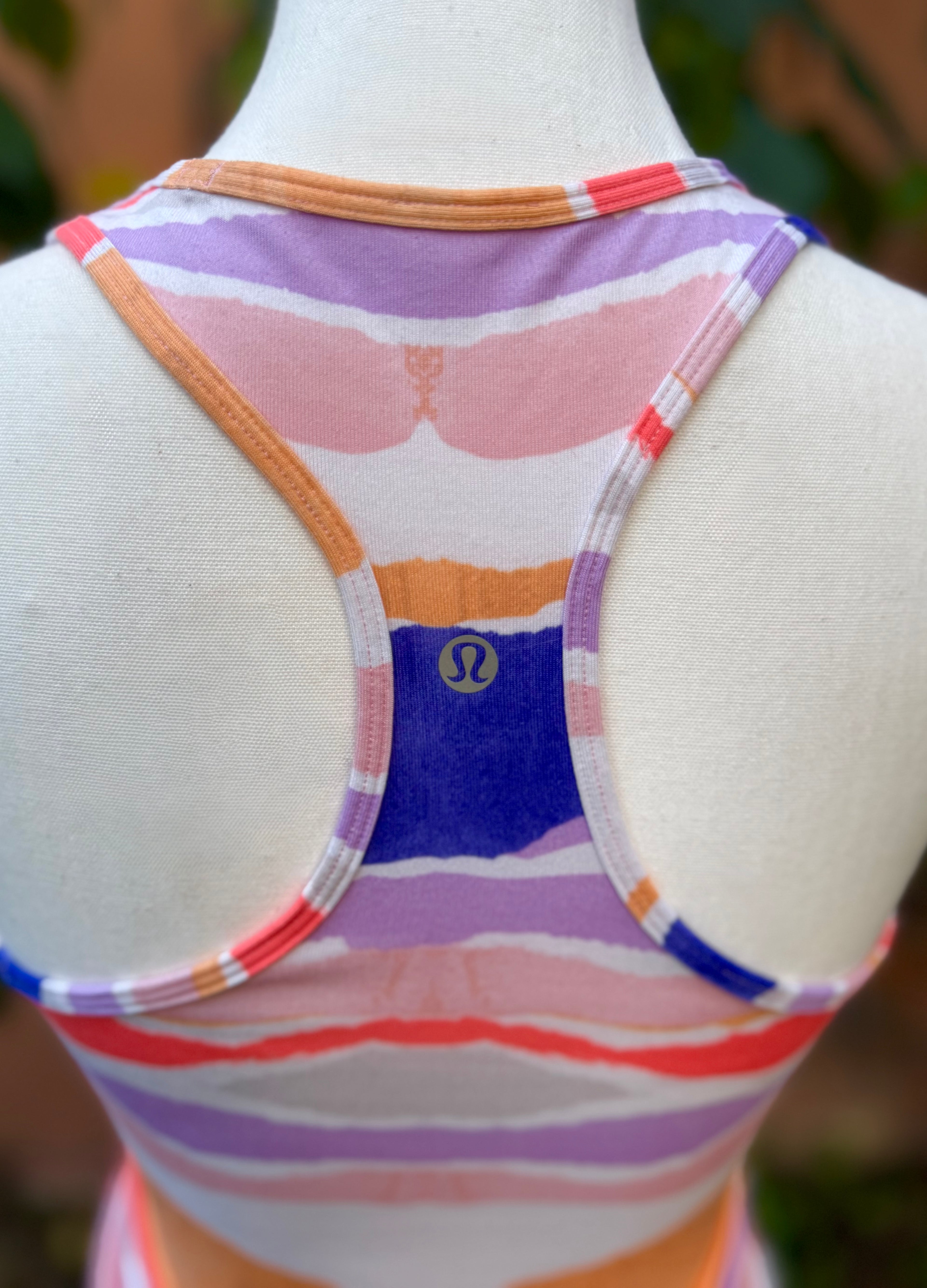 Lululemon Purple & Orange Stripe Razor Back Top Size 6