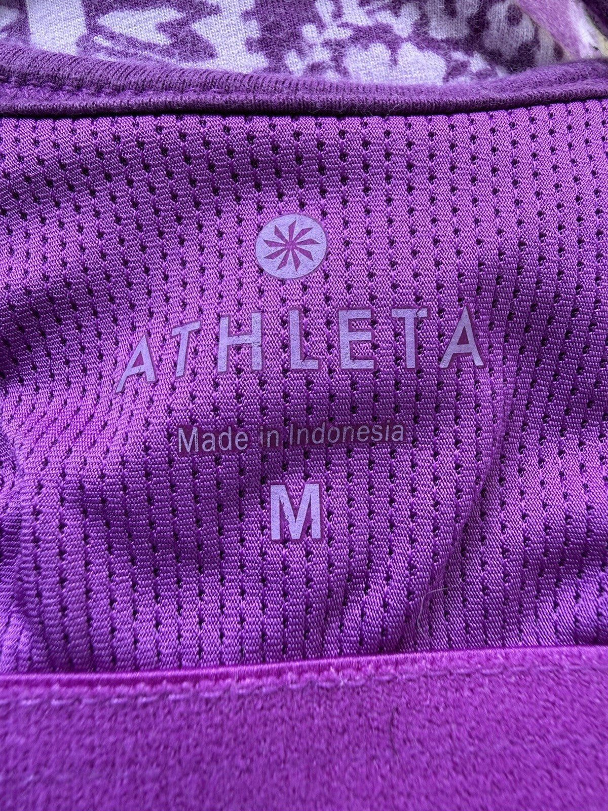 Athleta purple paisley floral athletic top, women's size M, photo 3