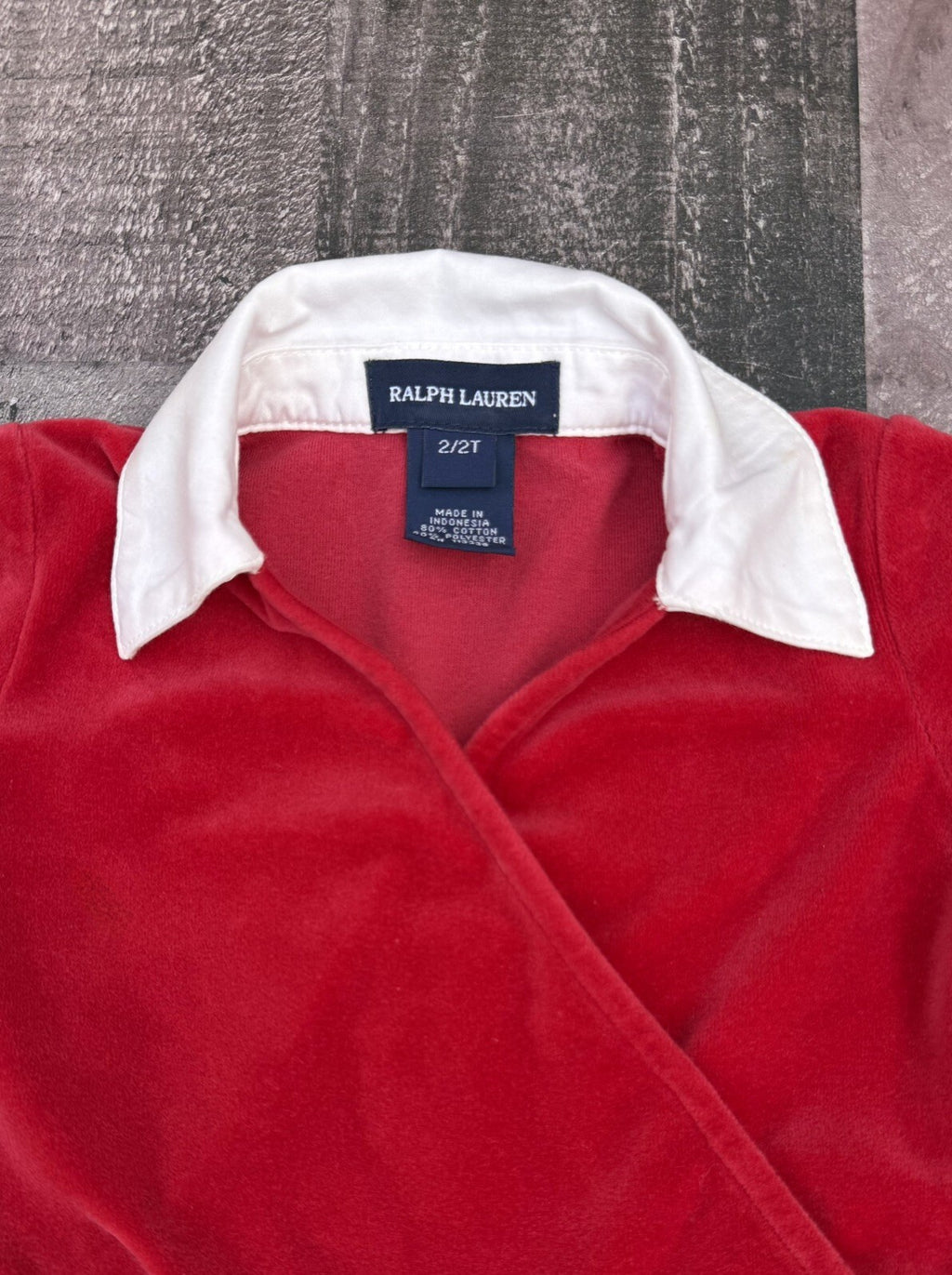 Ralph Lauren Vintage Red Velour Embroidered Holiday Toddler Girl Dress Size 2T