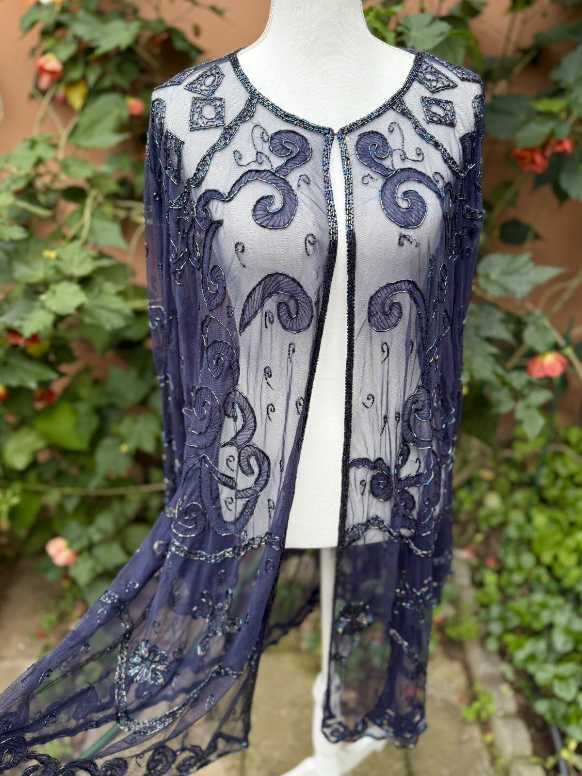 Judith Ann Plus vintage beaded mesh duster cardigan, women's 3X, photo 6