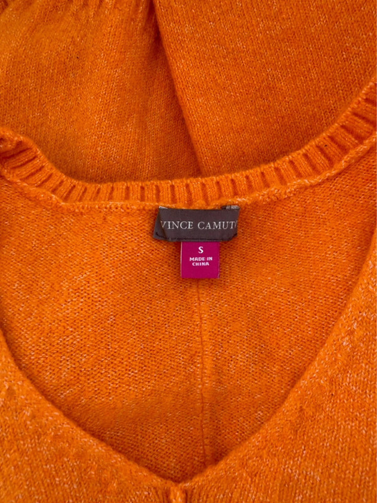 Vince Camuto Orange V Neck Long Sleeved Sweater Size S Small Womens