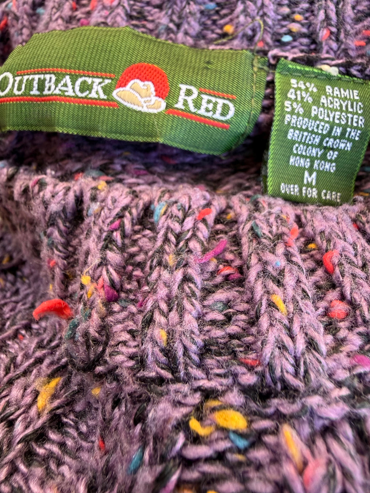 Outback Red Cable Knit Speckled Sweater Size M