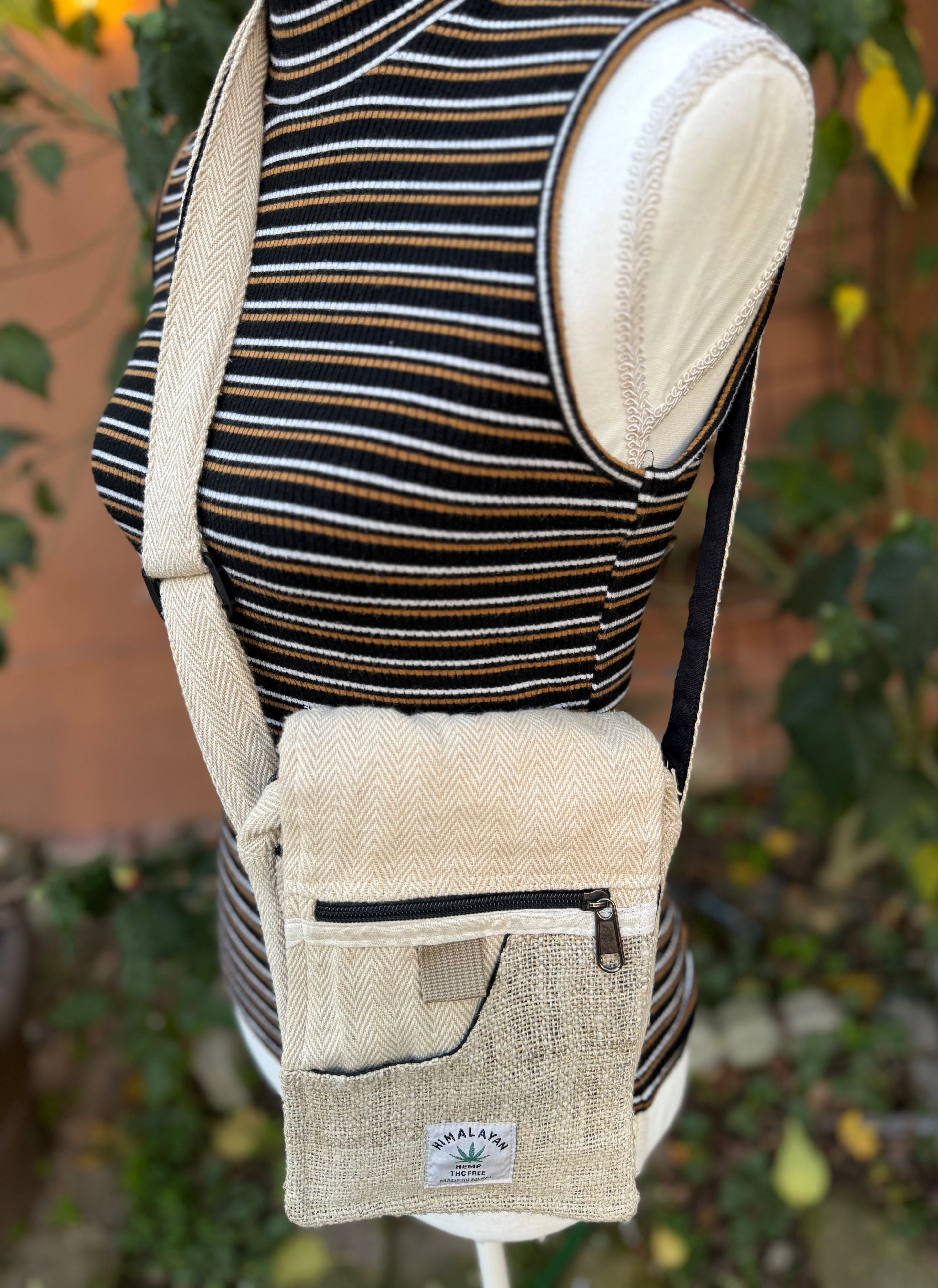 Himalayan Hemp Cream Crossbody Messenger Bag