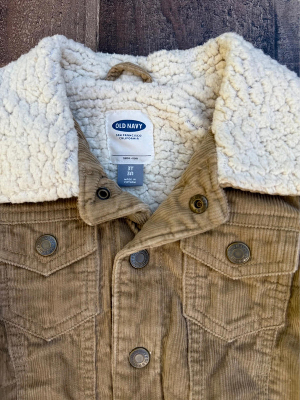 Old Navy Cordoroy Khaki Boys Button Up Jacket Size 3T