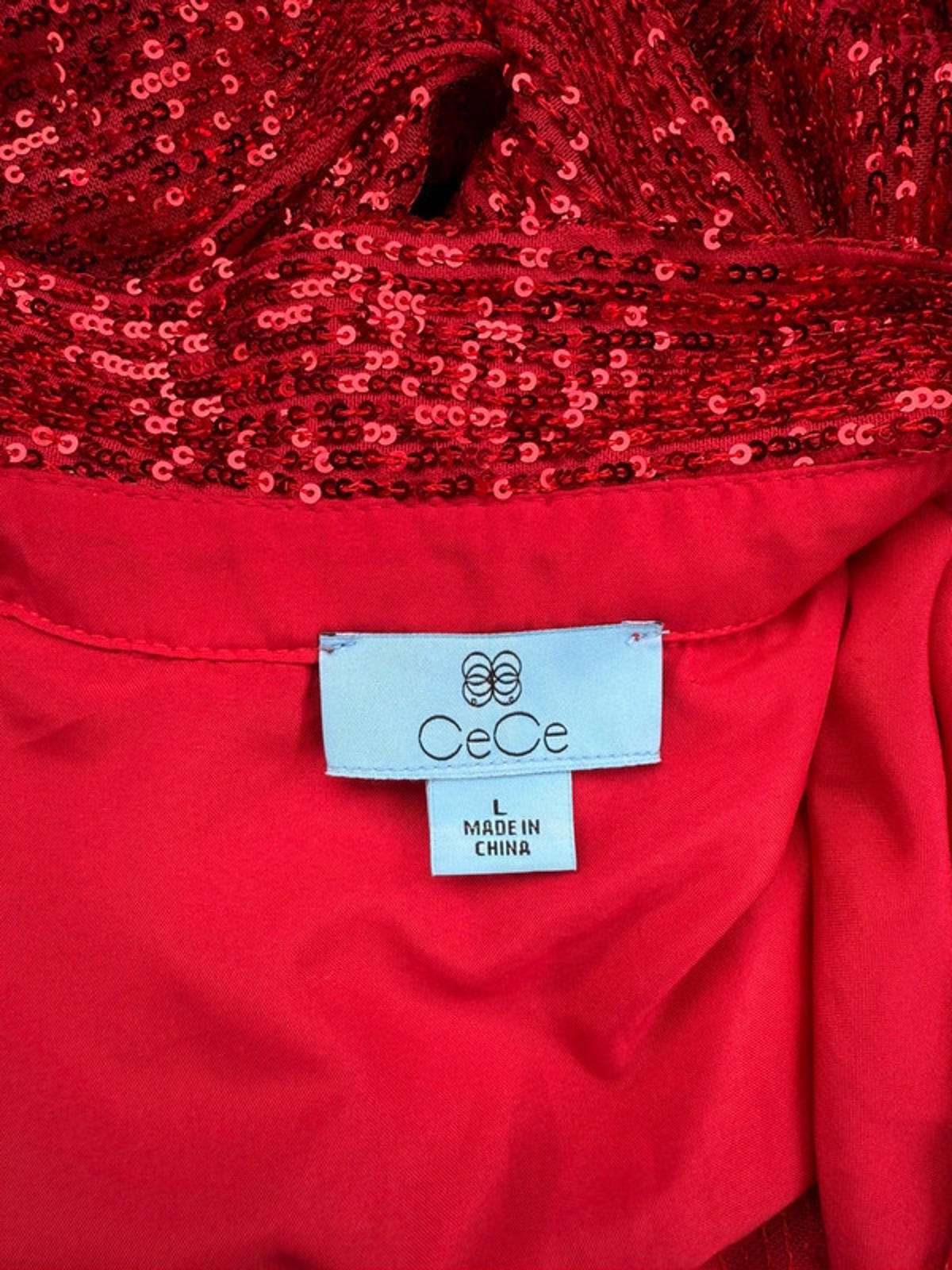 CeCe Red Sequins Christmas Holiday Jacket Women’s Size L