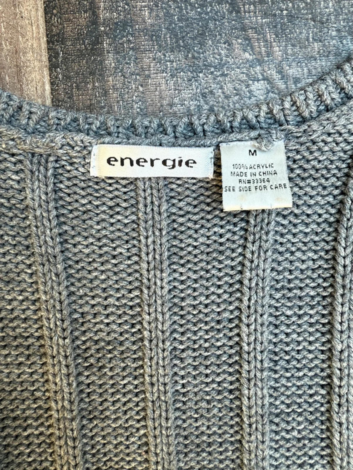 Gray Energy Knit Vest V Neck Low Cut Sweater Size L