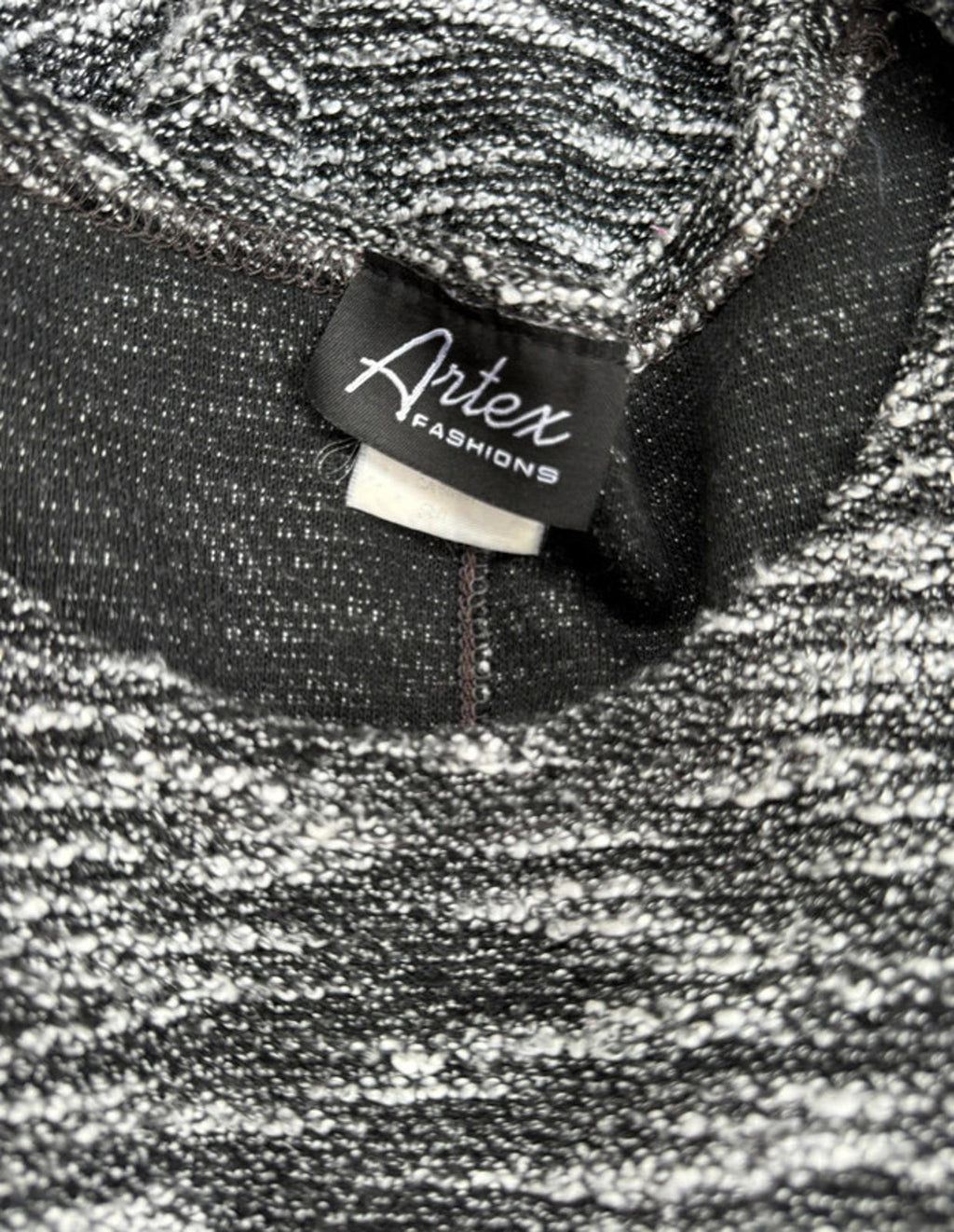 Artex Fashions Black White Space Dye Tunic Length Top Fit & Flare Top Size S