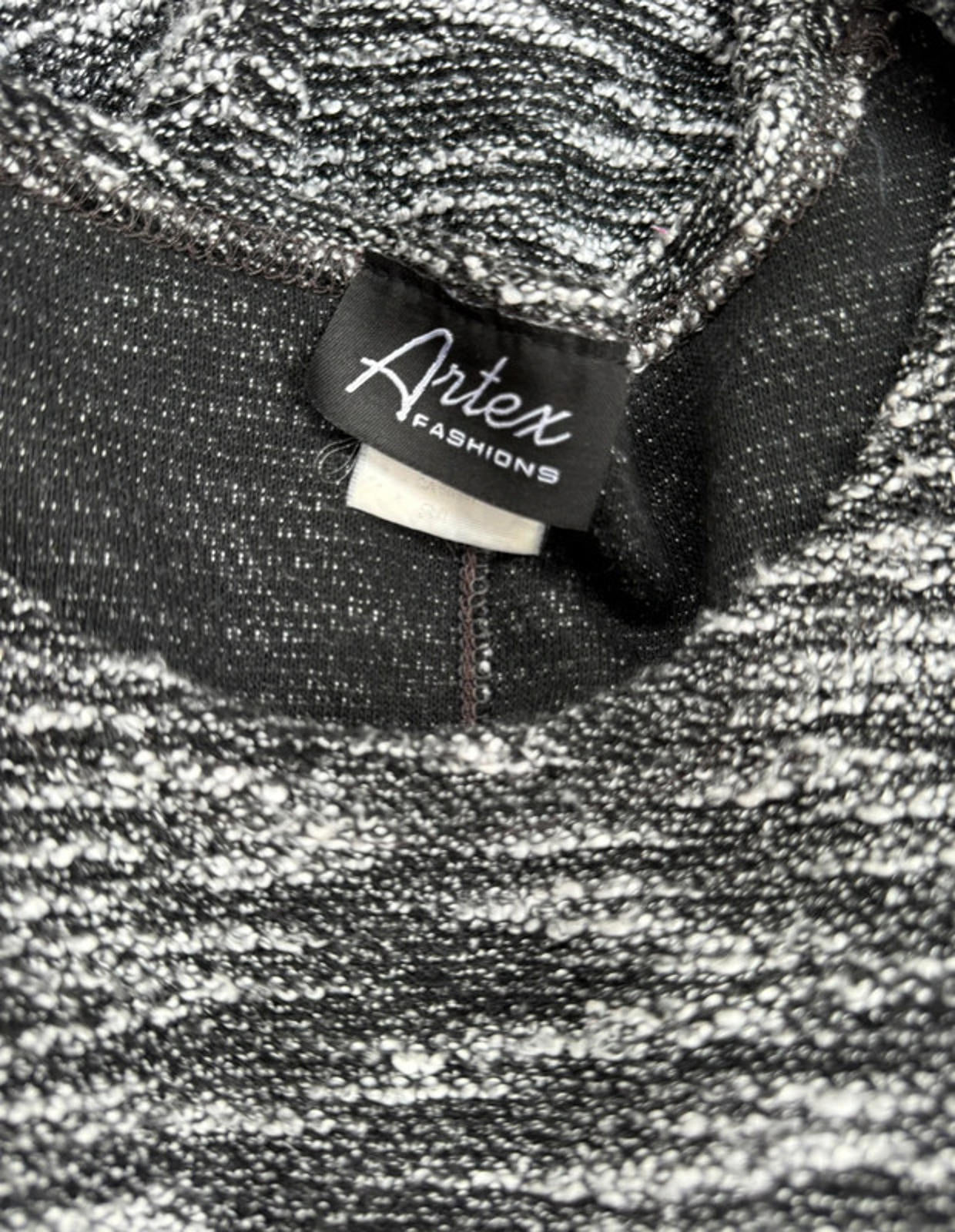 Artex Fashions Black White Space Dye Tunic Length Top Fit & Flare Top Size S