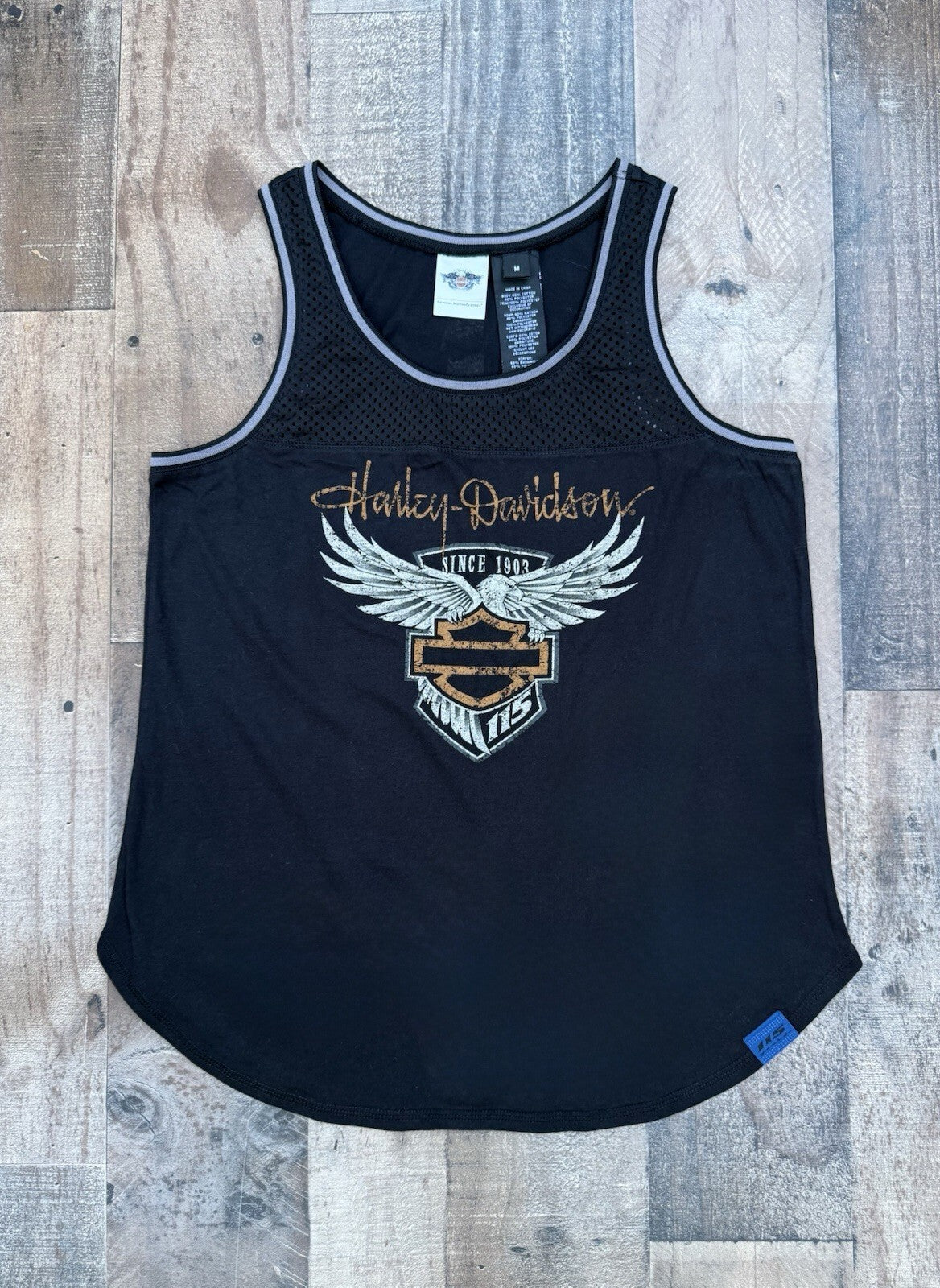 Harley-Davidson 115th Anniversary black tank top, women's size M