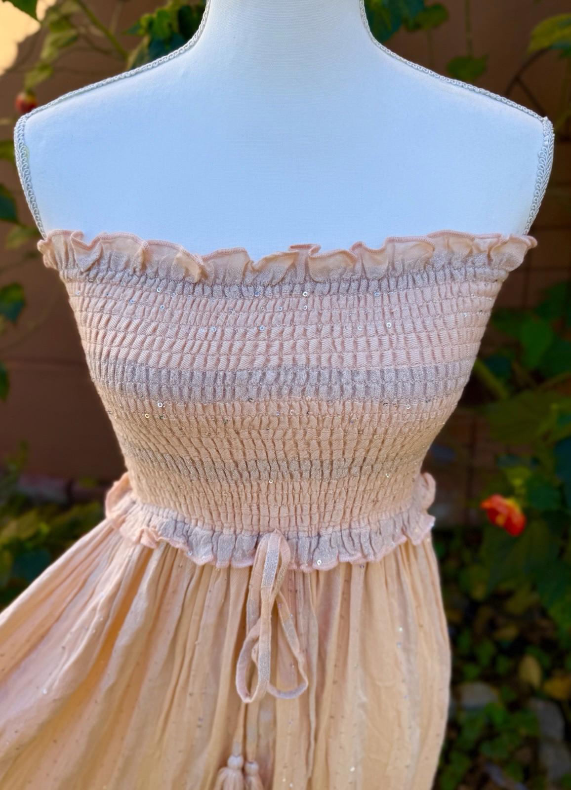 PQ PilyQ fairy Core Charlotte Glittery Cover Up Maxi Dress Size M L