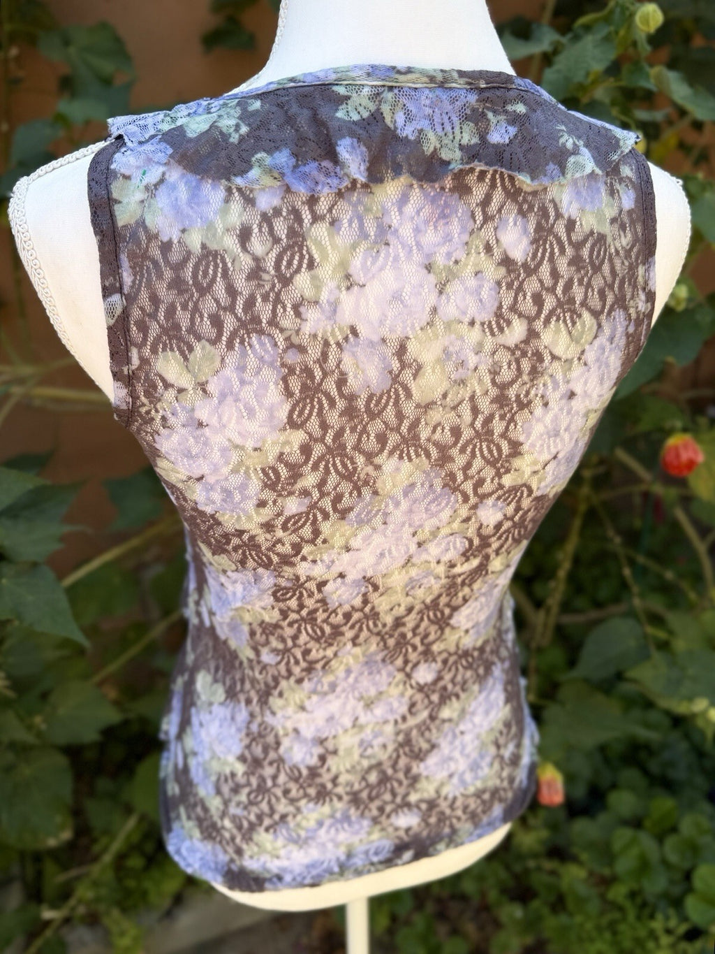 Rue21 floral lace ruffled tank top, women's size S, photo 2