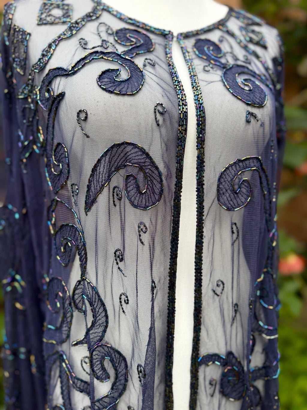 Judith Ann Plus vintage beaded mesh duster cardigan, women's 3X, photo 5