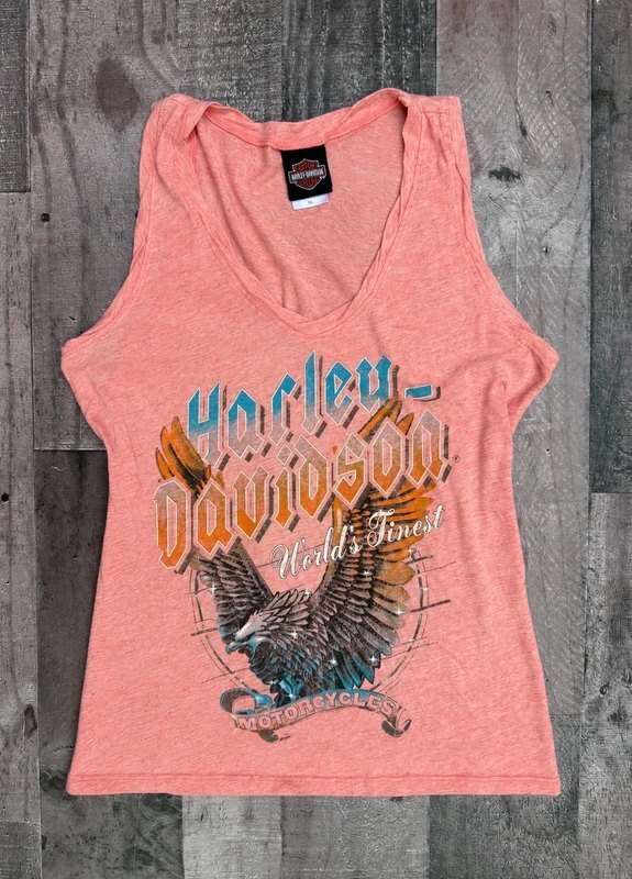 Harley Davidson motorcycle Bahamas Orange Stretch Tank Top Size XL