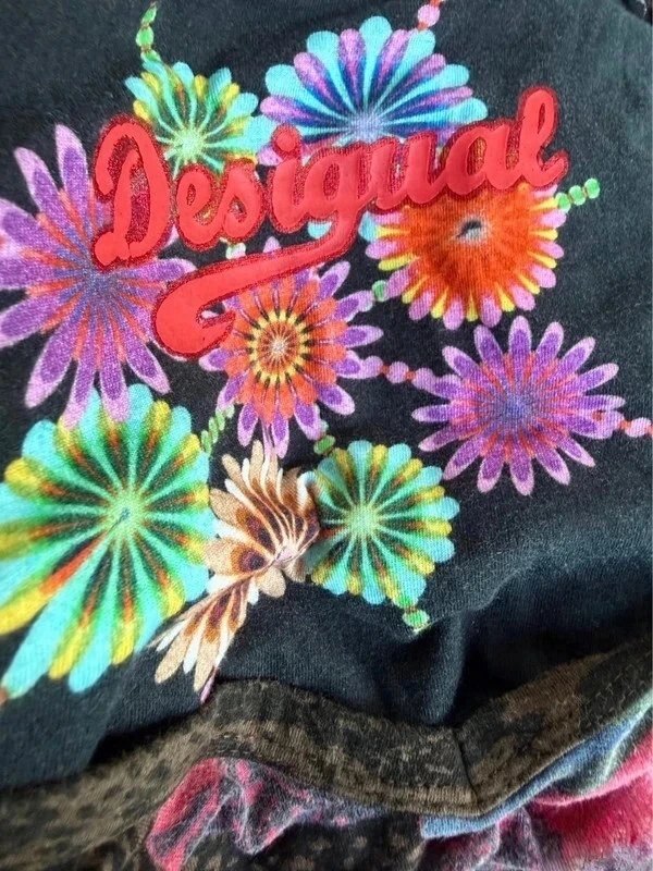 Desigual Boho Floral Print Long Sleeved Tunic Top Size XL (Measurements Below)