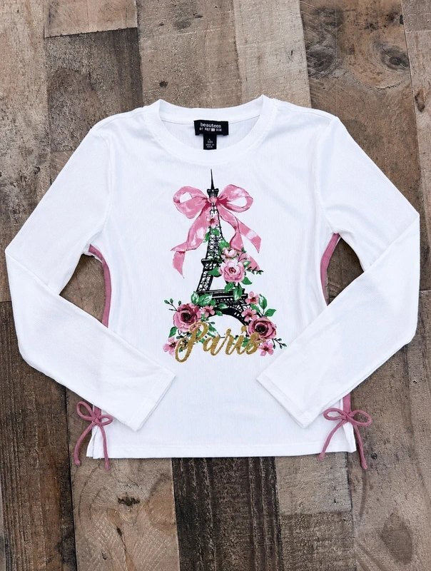 Amy Byer Youth Girl Long Sleeved Cute Paris Top Size 14