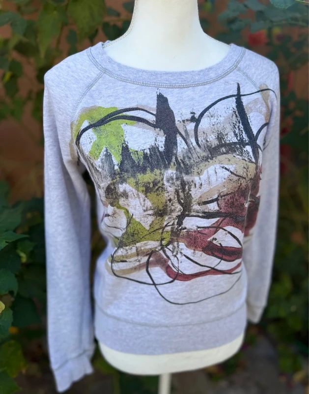 Proenza Schouler for Neiman Marcus and Target gray graffiti brushstroke sweatshirt size M, front view