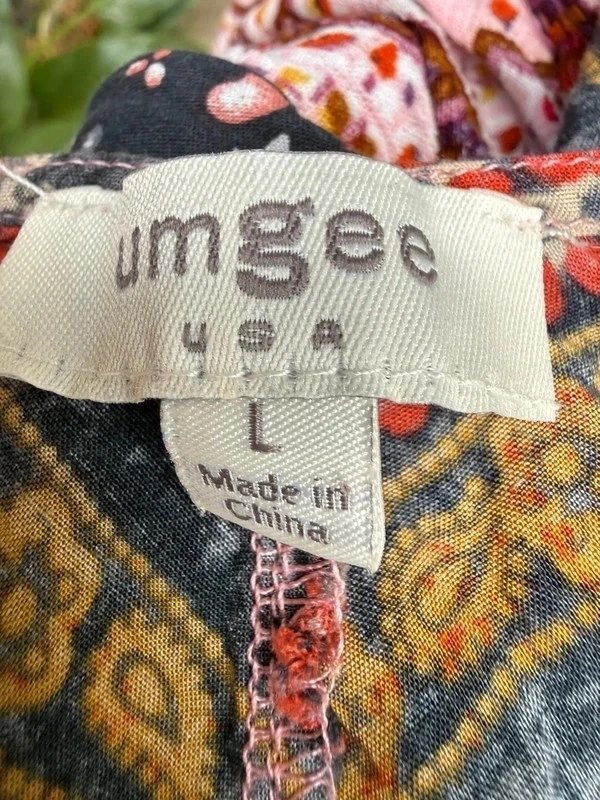 Umgee Boho Paisley Flowy Duster Bell Sleeve Top Size L (Measurements Below)