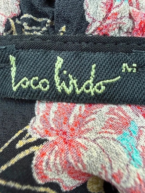 Loco Lindo Floral Black Office Or Cocktail Hour Blouse Size M (Measurements Below)