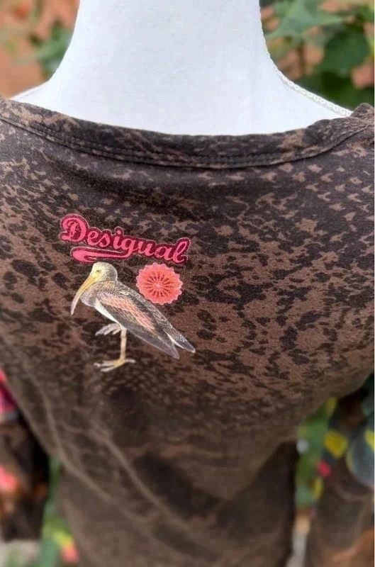 Desigual Boho Floral Print Long Sleeved Tunic Top Size XL (Measurements Below)